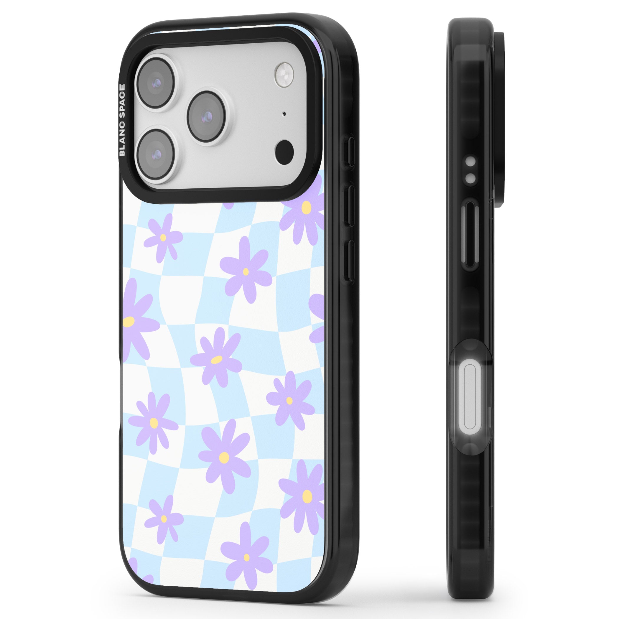 Serene Skies & Flowers iPhone 17 Pro Impact Pro Black Phone Case Side Profile