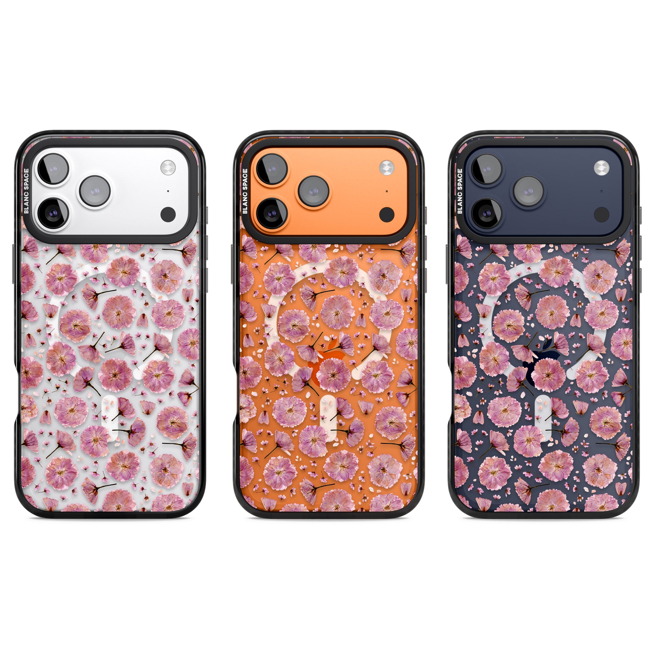 Pink Florals & Blossom iPhone 17 Pro Impact Pro Black Phone Case APT Impact Protection