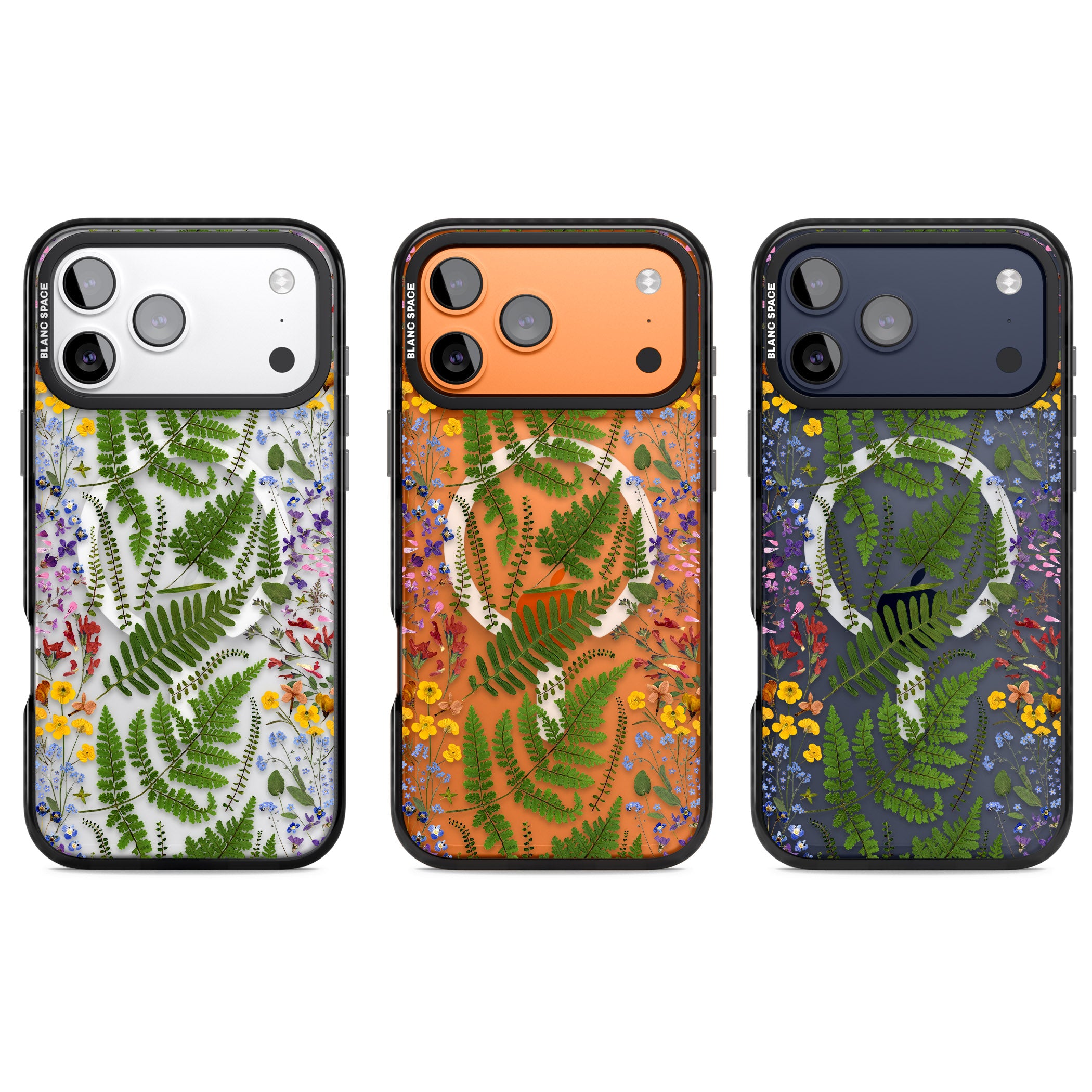 Botanical Fern & Floral iPhone 17 Pro Impact Pro Black Phone Case APT Impact Protection