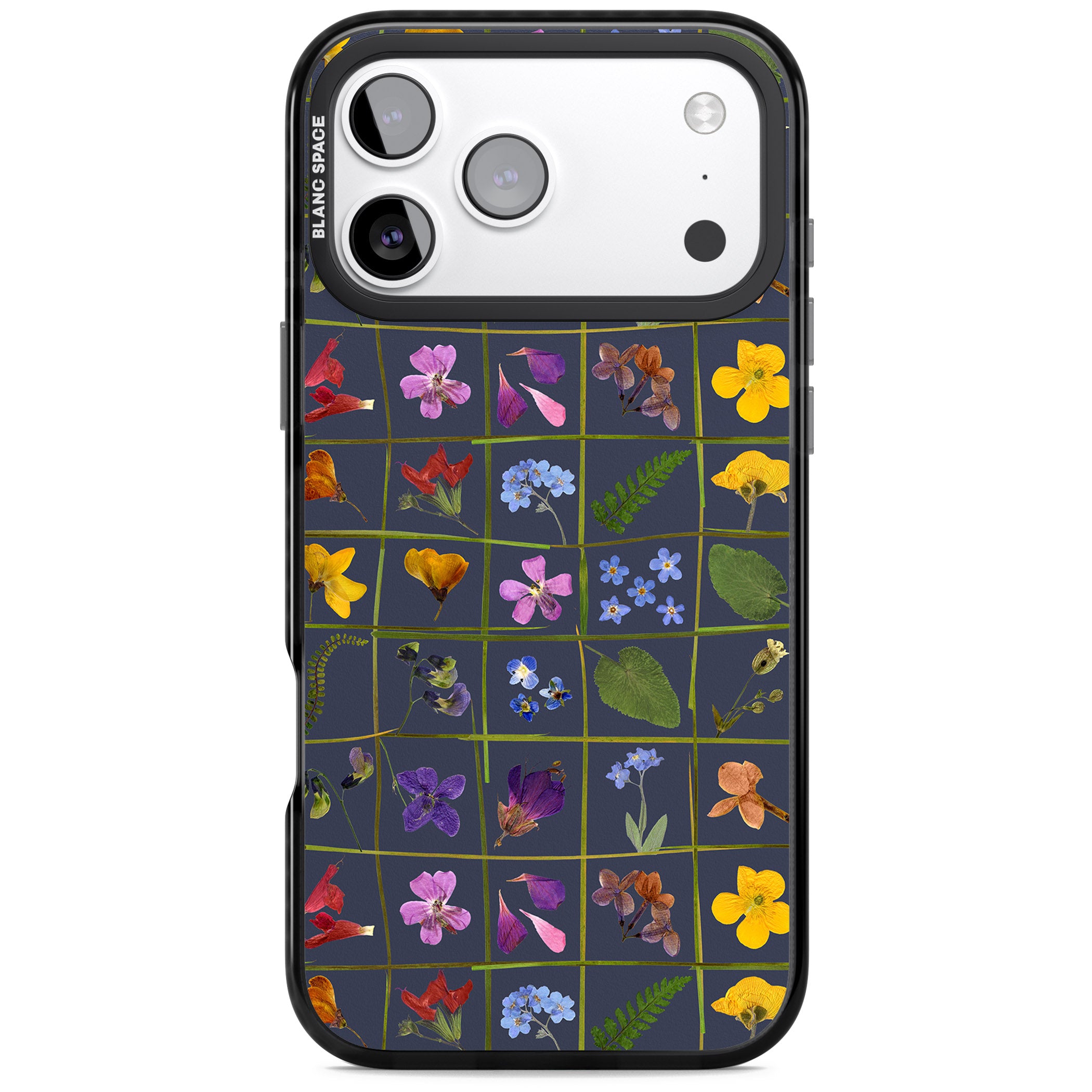 Wildflower Grid iPhone 17 Pro Impact Pro Black Phone Case