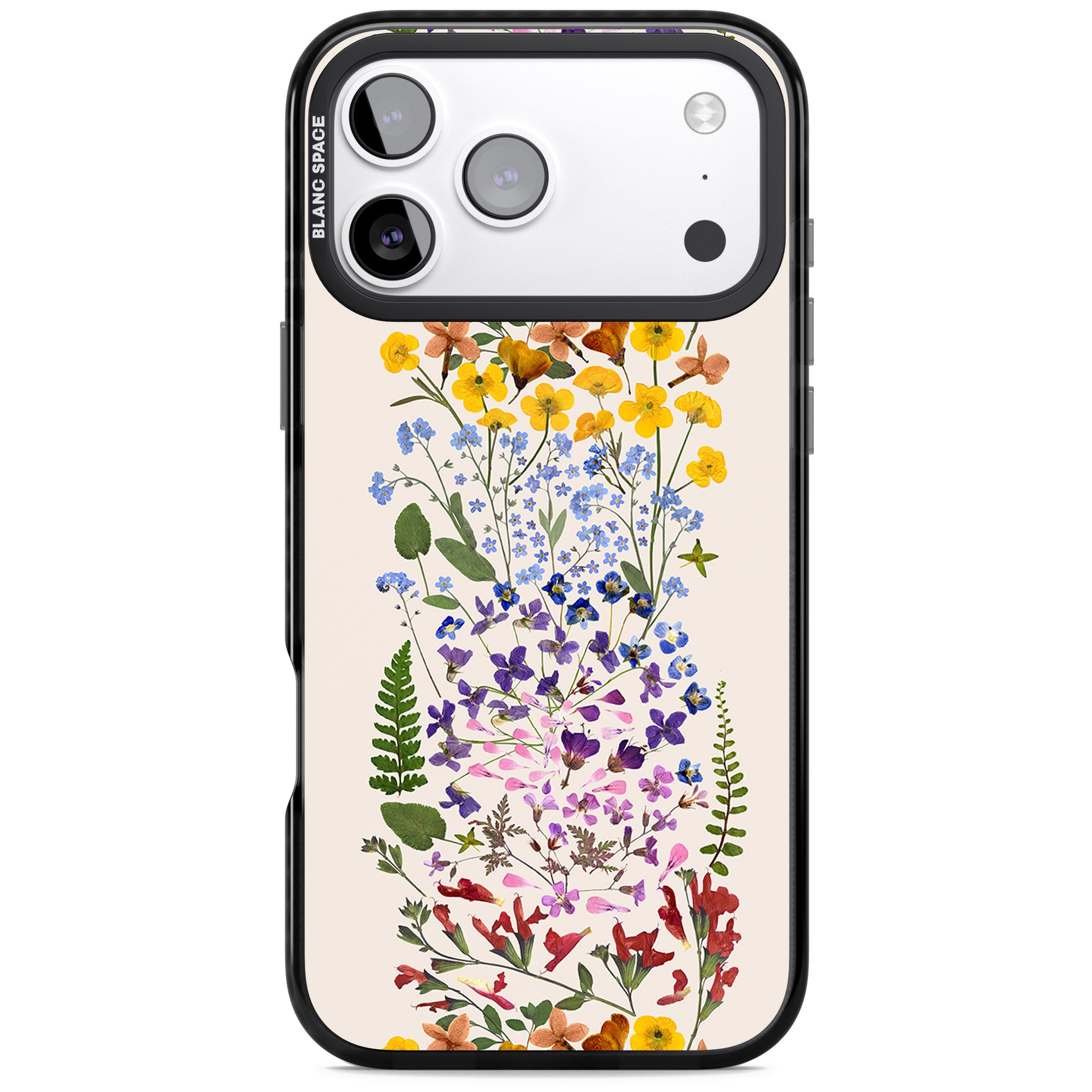 Cream Wildflower iPhone 17 Pro Impact Pro Black Phone Case