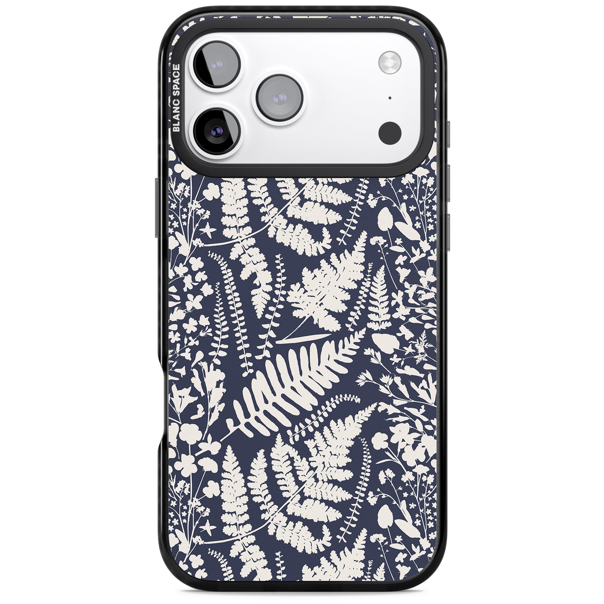 Wildflowers & Ferns On Navy iPhone 17 Pro Impact Pro Black Phone Case