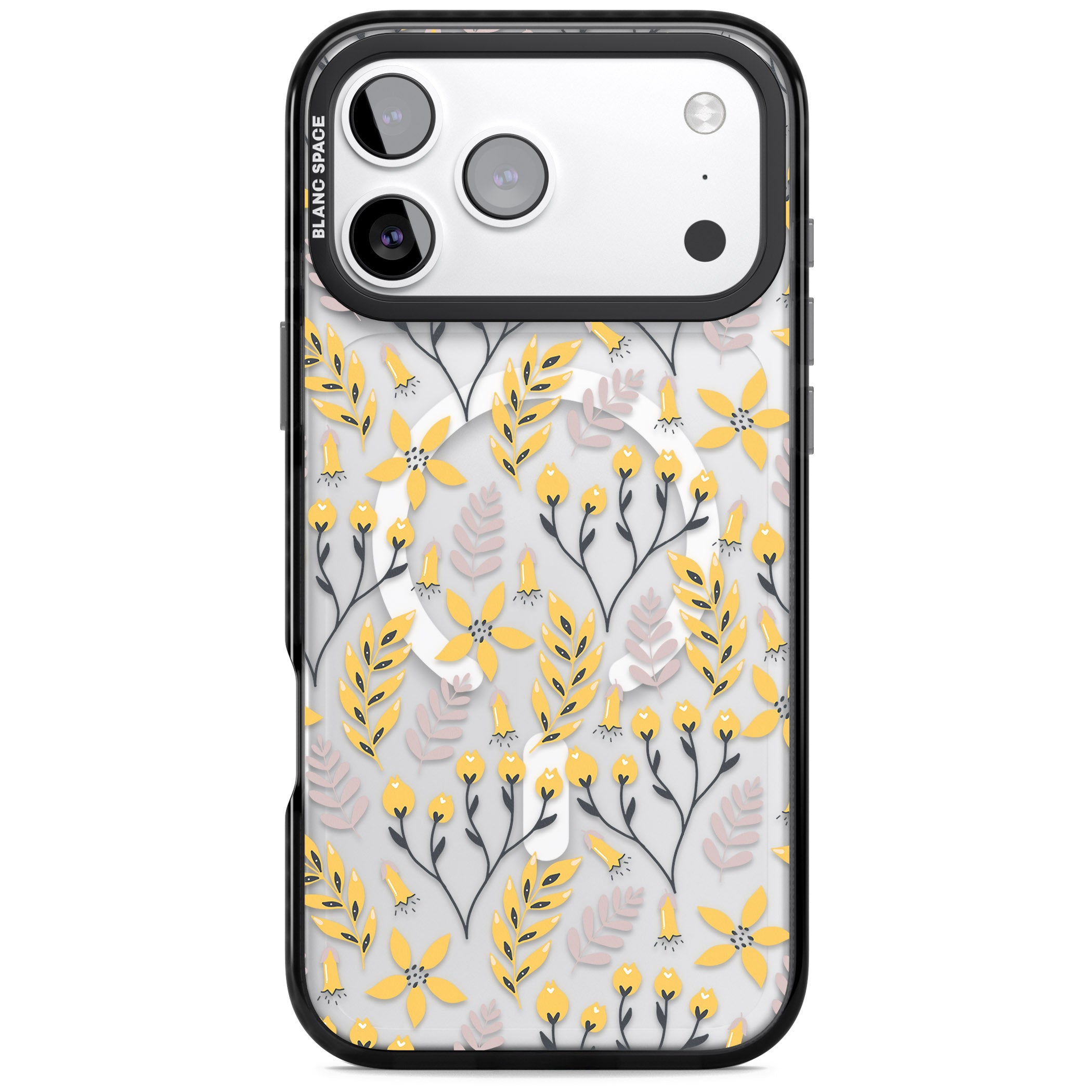 Yellow Floral Vibrance iPhone 17 Pro Impact Pro Black Phone Case