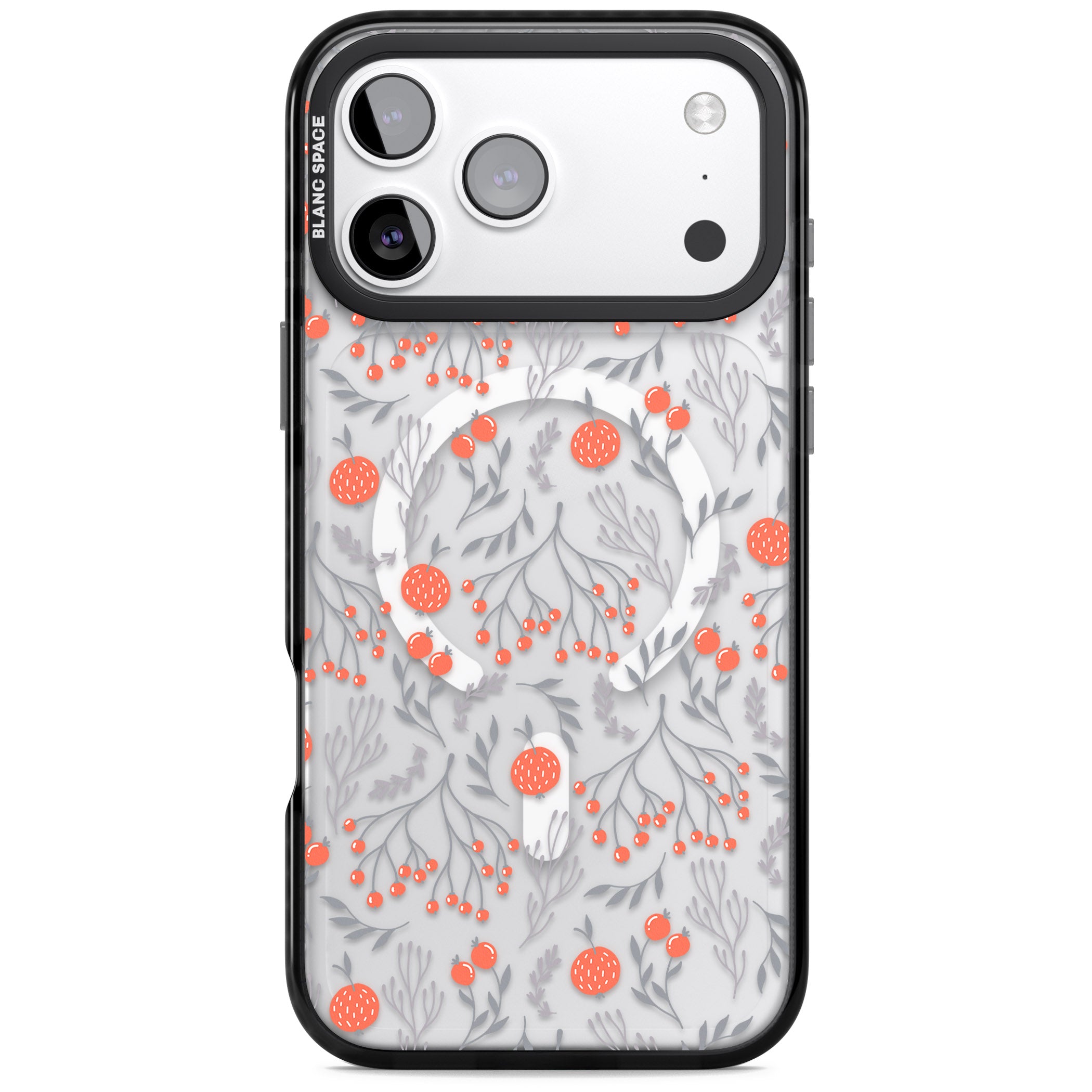 Red Fruits Floral iPhone 17 Pro Impact Pro Black Phone Case