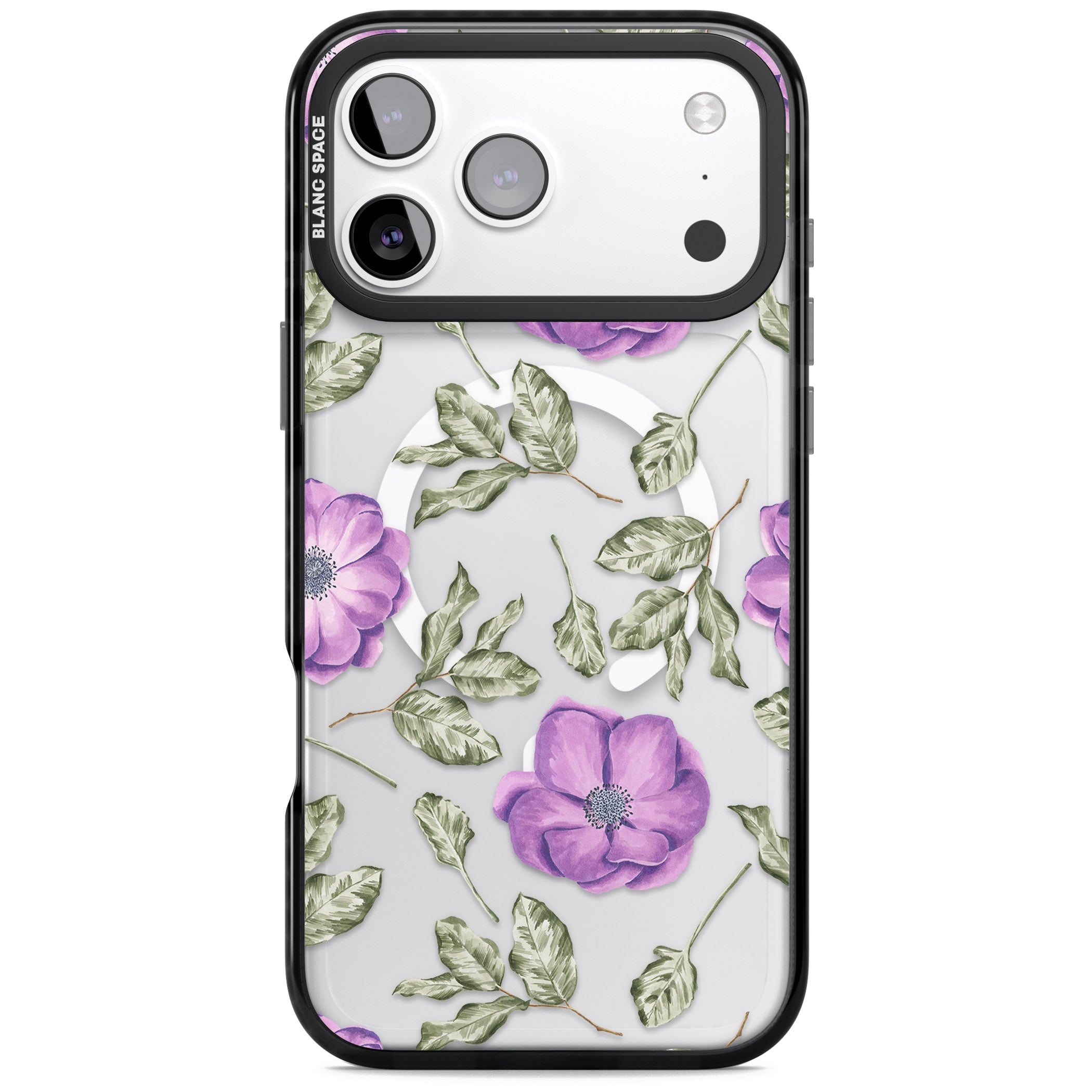 Purple Bloom Floral iPhone 17 Pro Impact Pro Black Phone Case