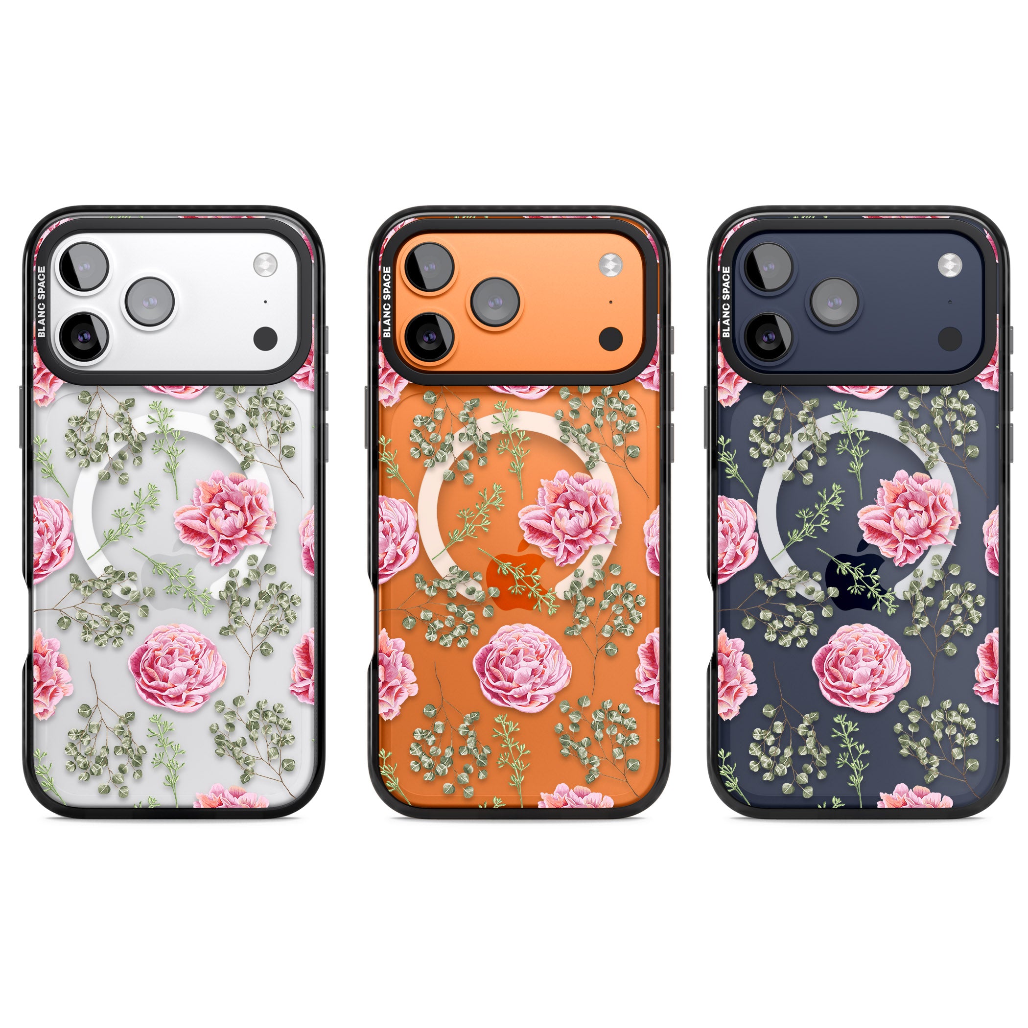 Roses & Eucalyptus Floral iPhone 17 Pro Impact Pro Black Phone Case APT Impact Protection