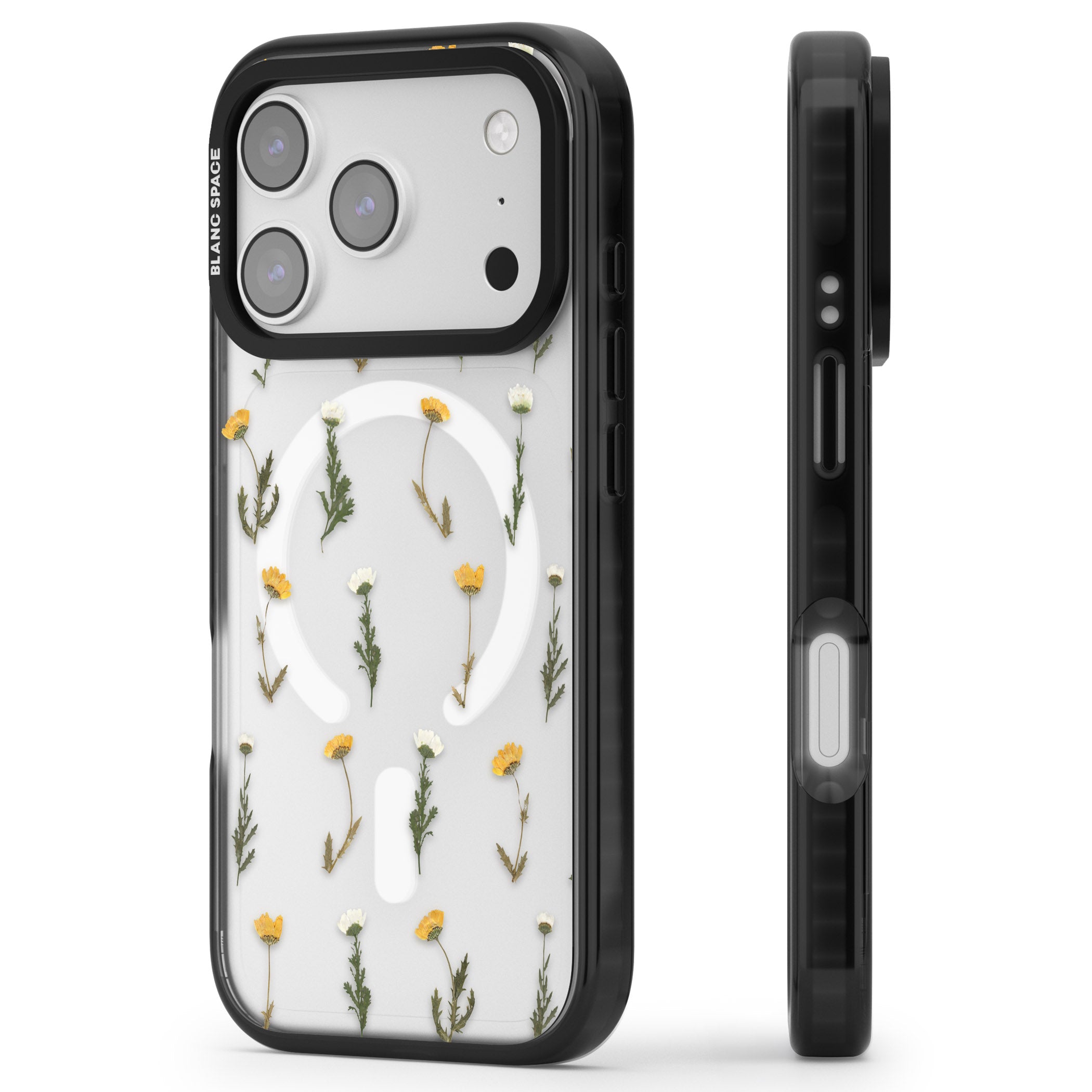 Pressed Flower iPhone 17 Pro Impact Pro Black Phone Case Side Profile