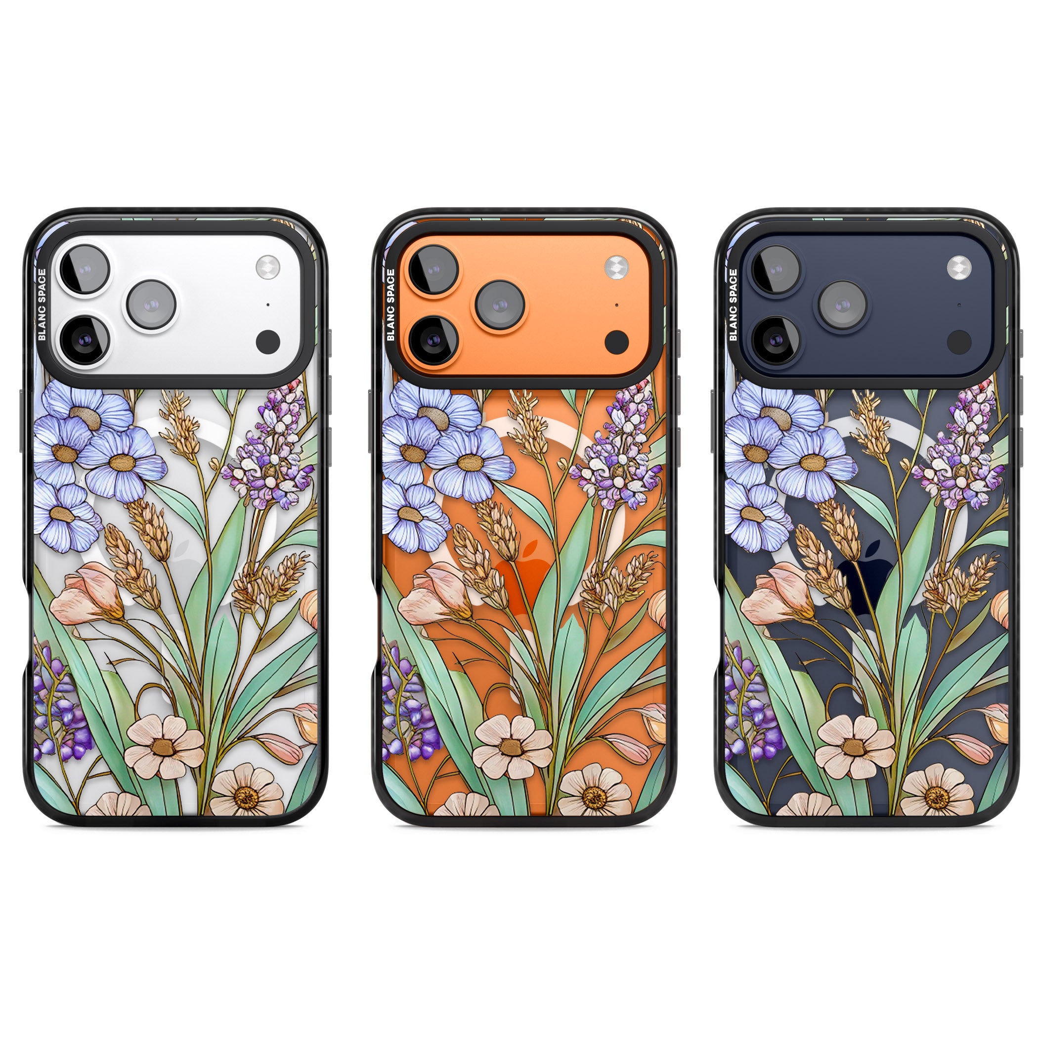 Glass Lavenders & Daisies iPhone 17 Pro Impact Pro Black Phone Case APT Impact Protection