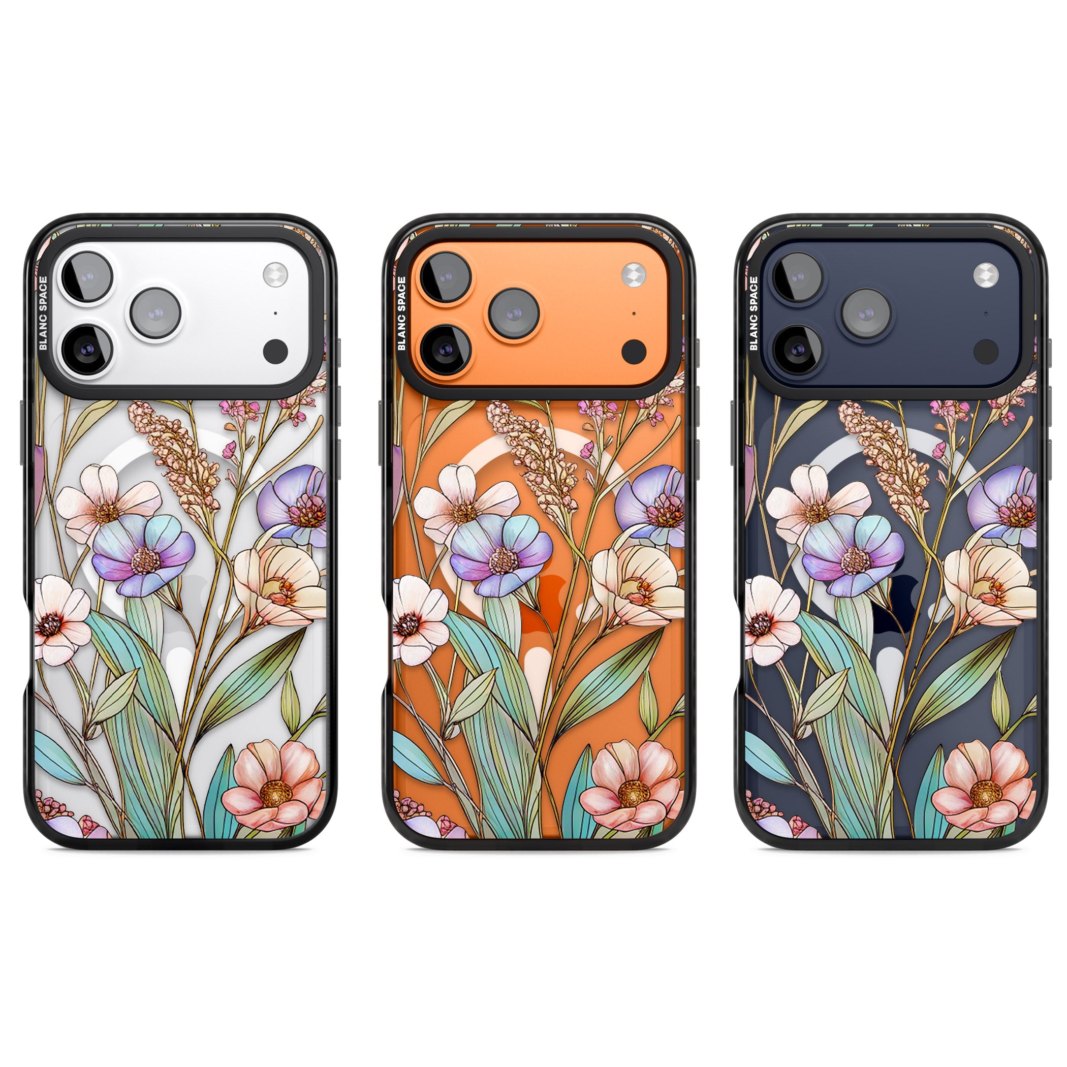 Glass Summer Flowers iPhone 17 Pro Impact Pro Black Phone Case APT Impact Protection