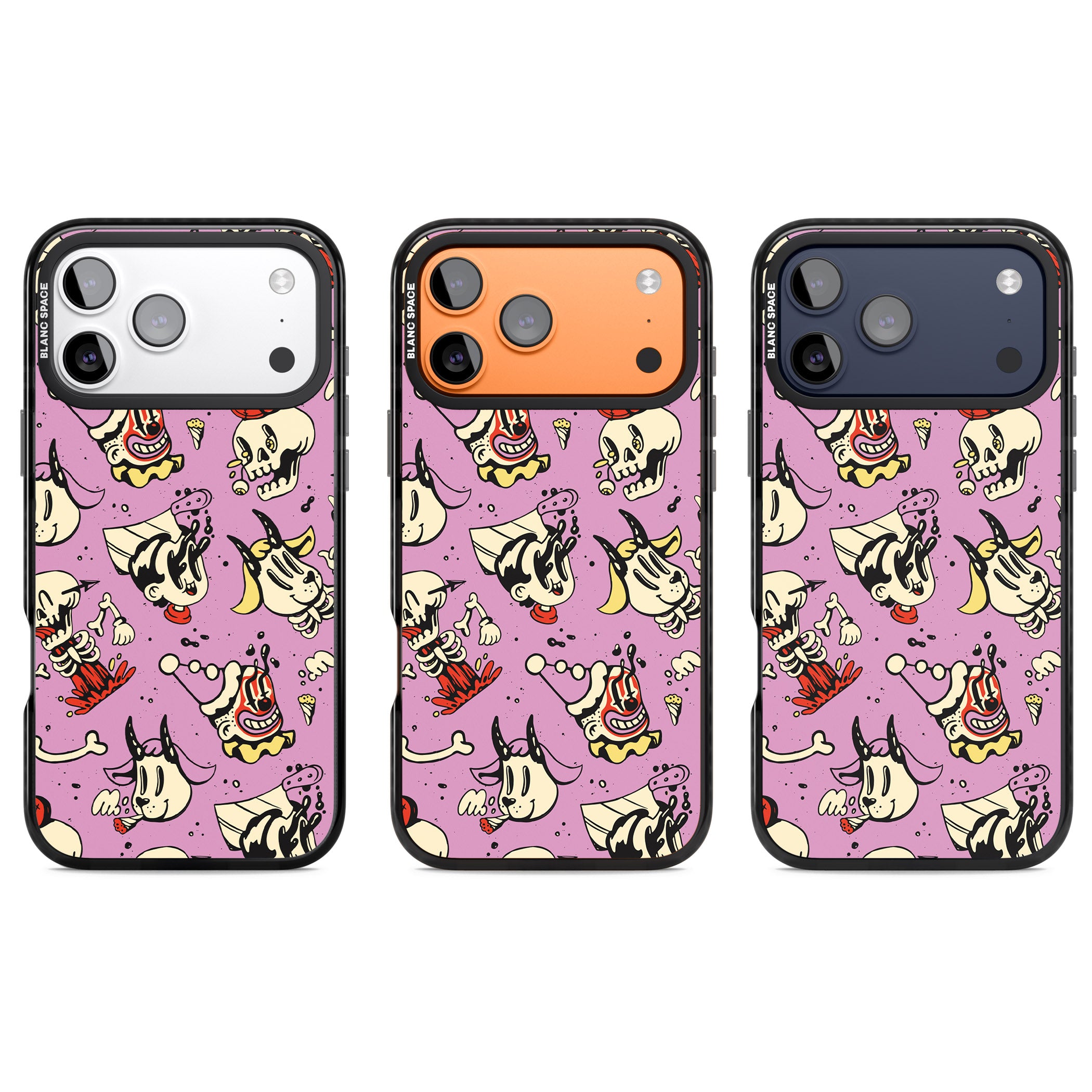 Purple Retro Halloween Pattern iPhone 17 Pro Impact Pro Black Phone Case APT Impact Protection