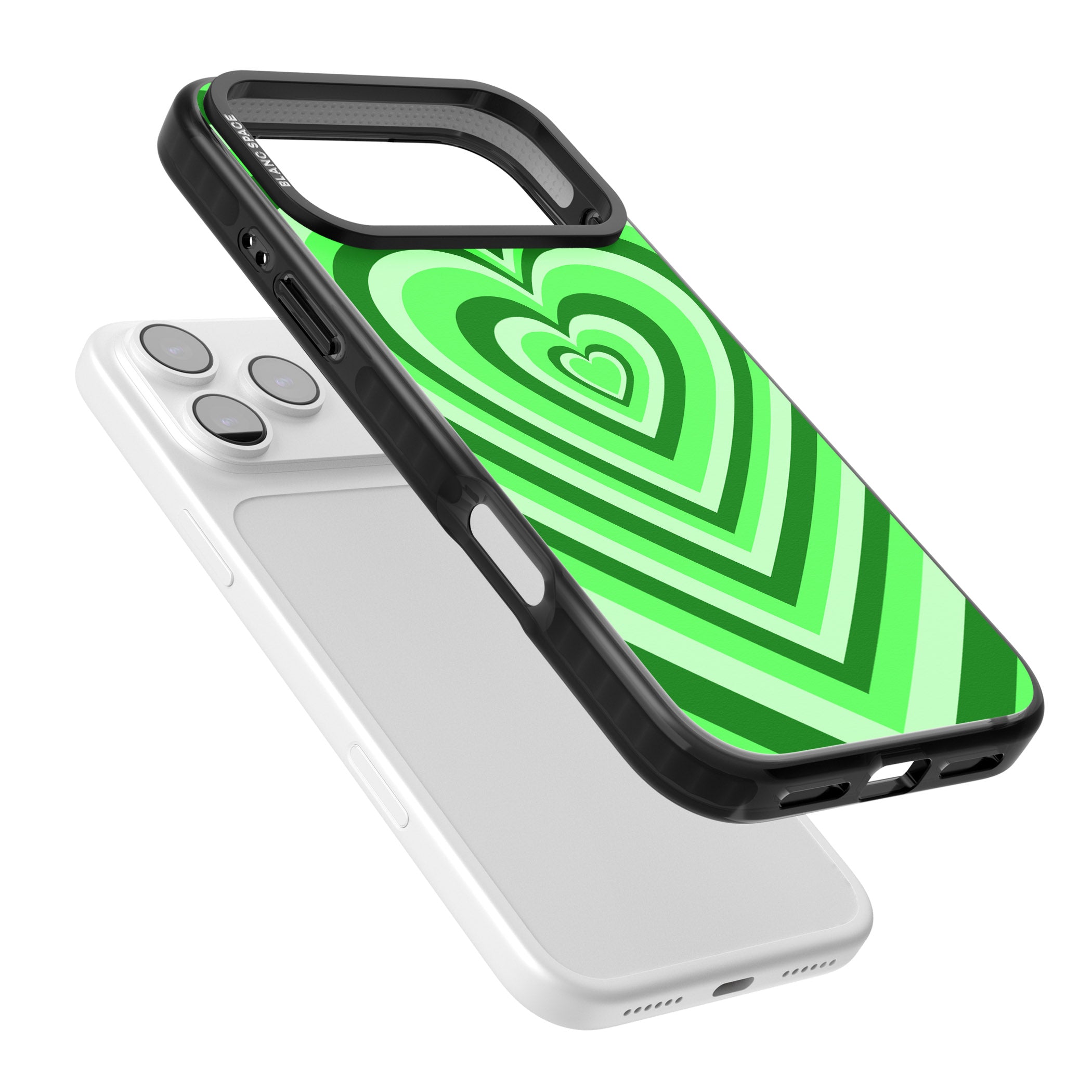 Green Heart Illusion iPhone 17 Pro Impact Pro Black Phone Case Colours
