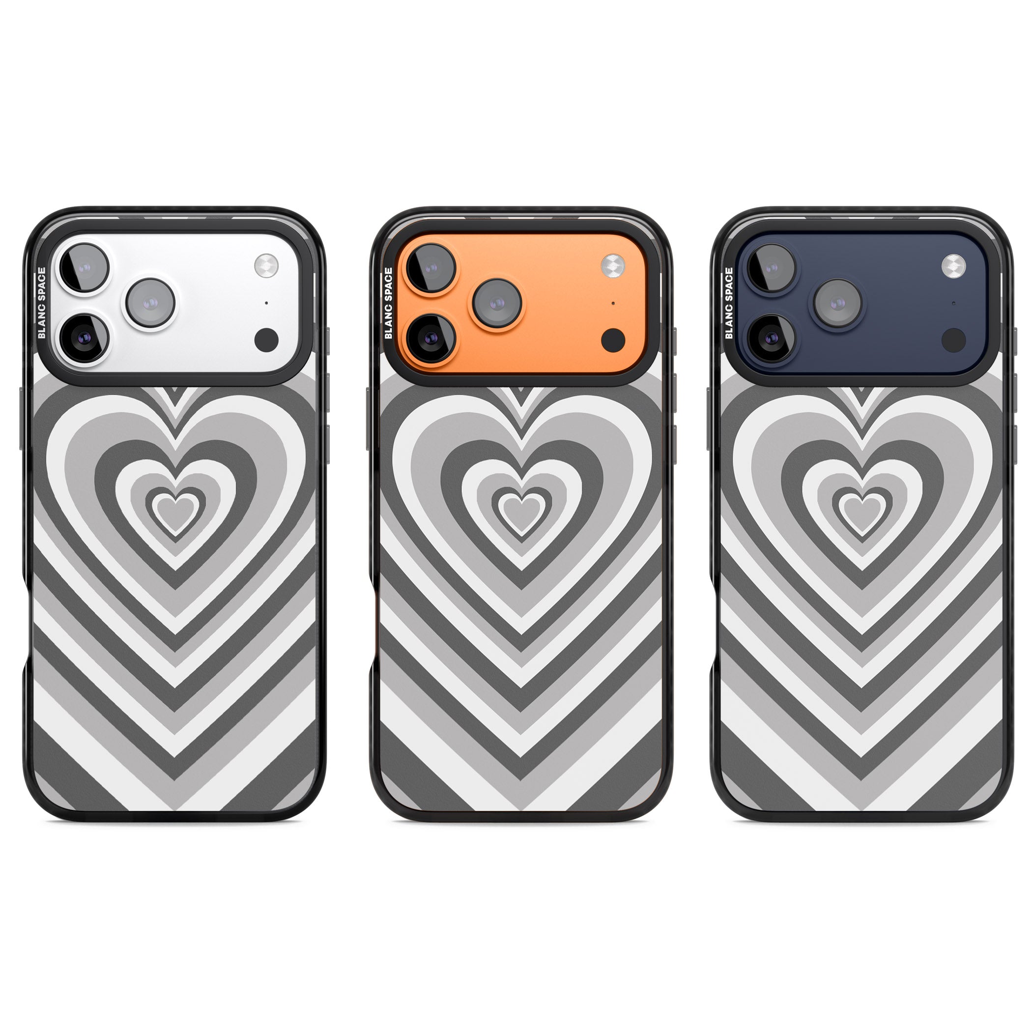 Monochrome Heart Illusion iPhone 17 Pro Impact Pro Black Phone Case APT Impact Protection