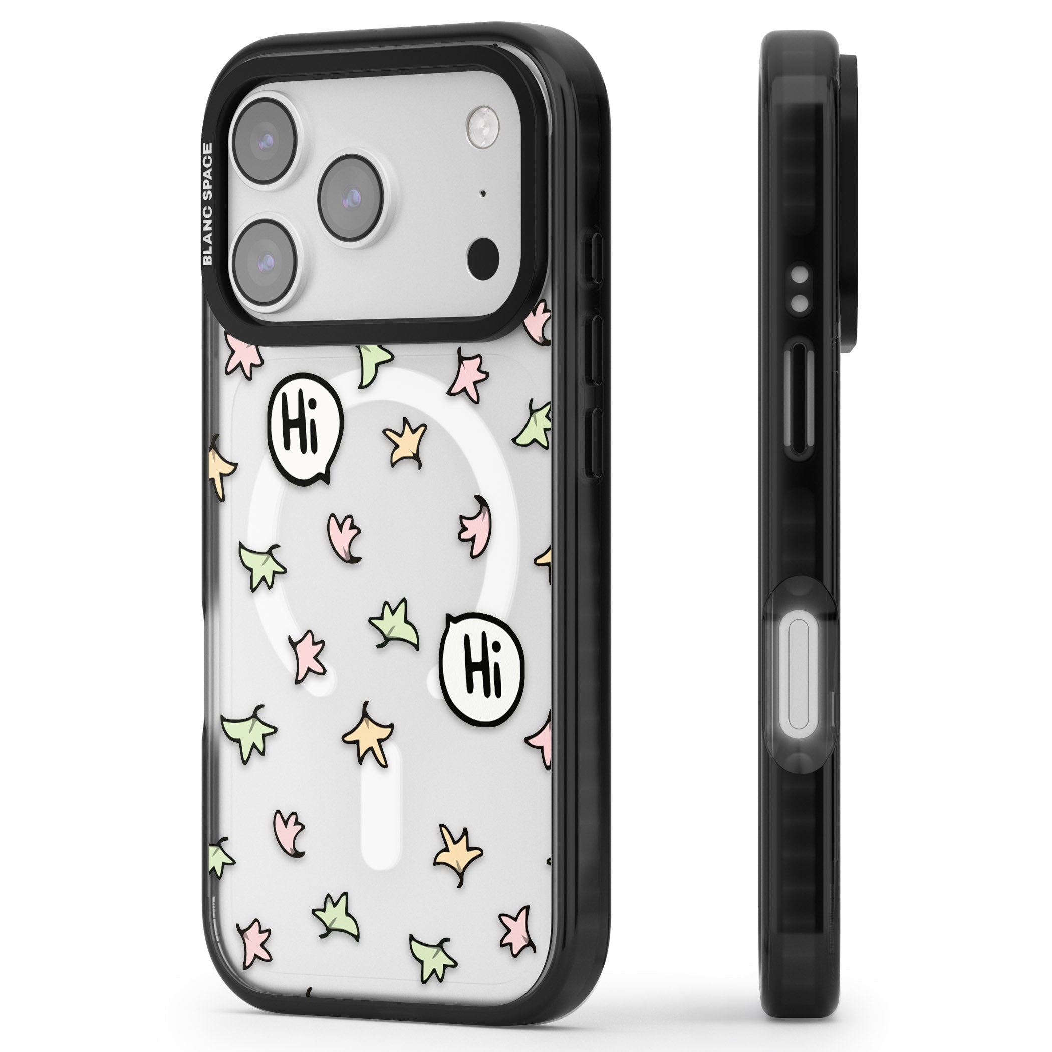 Heartstopper Leaves Pattern iPhone 17 Pro Impact Pro Black Phone Case Side Profile
