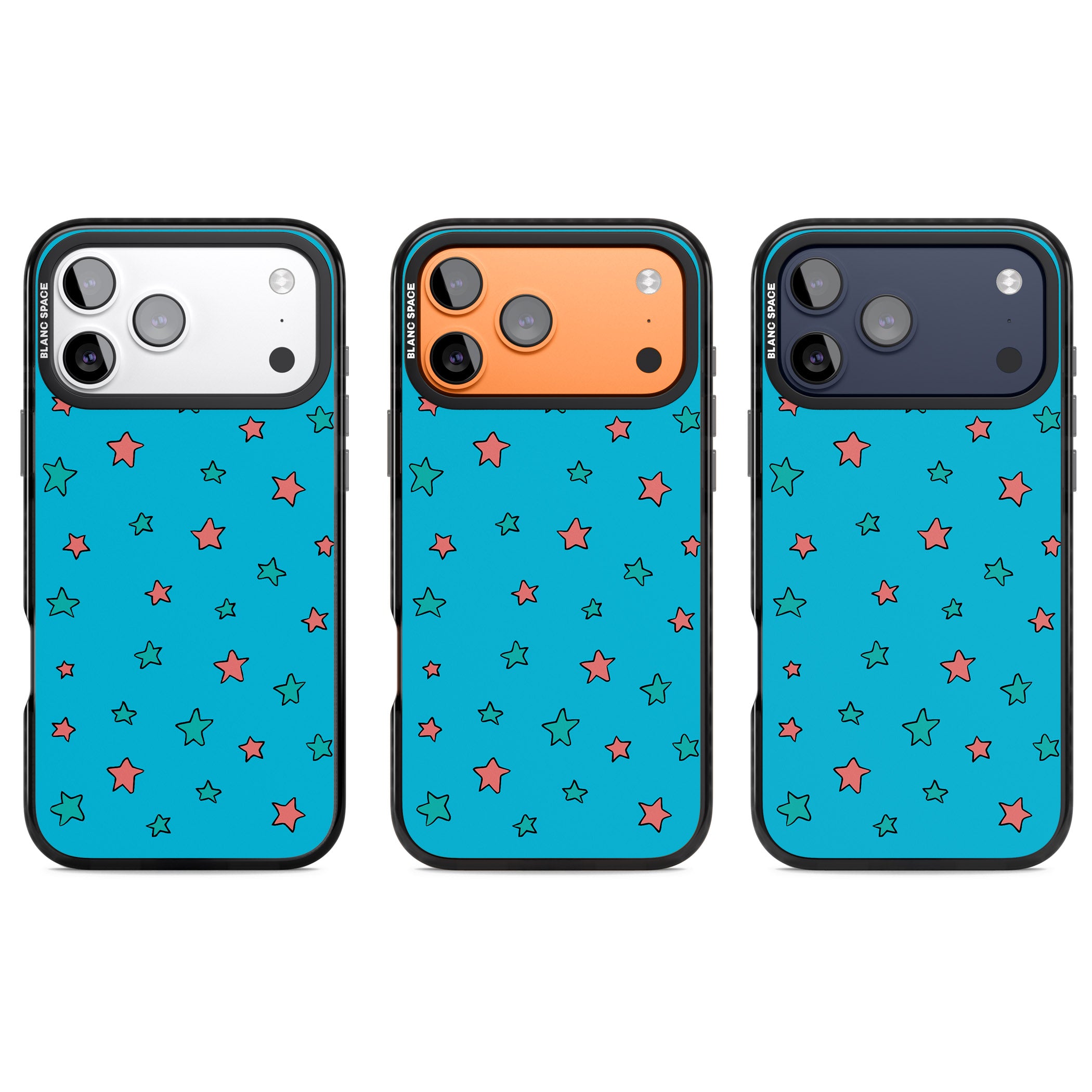 Blue Heartstopper Stars Pattern iPhone 17 Pro Impact Pro Black Phone Case APT Impact Protection