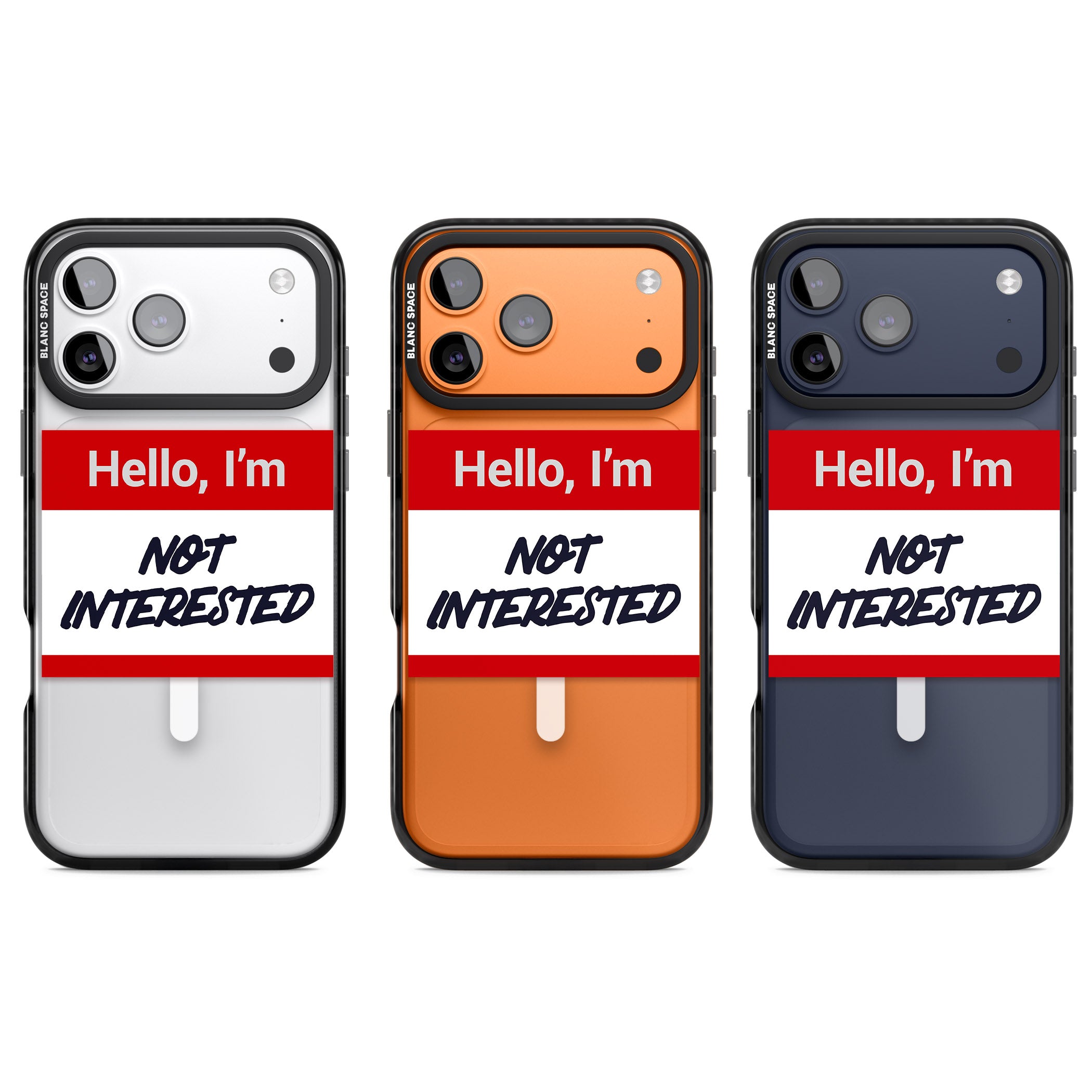 Funny Hello Name Tag Not Interested iPhone 17 Pro Impact Pro Black Phone Case APT Impact Protection