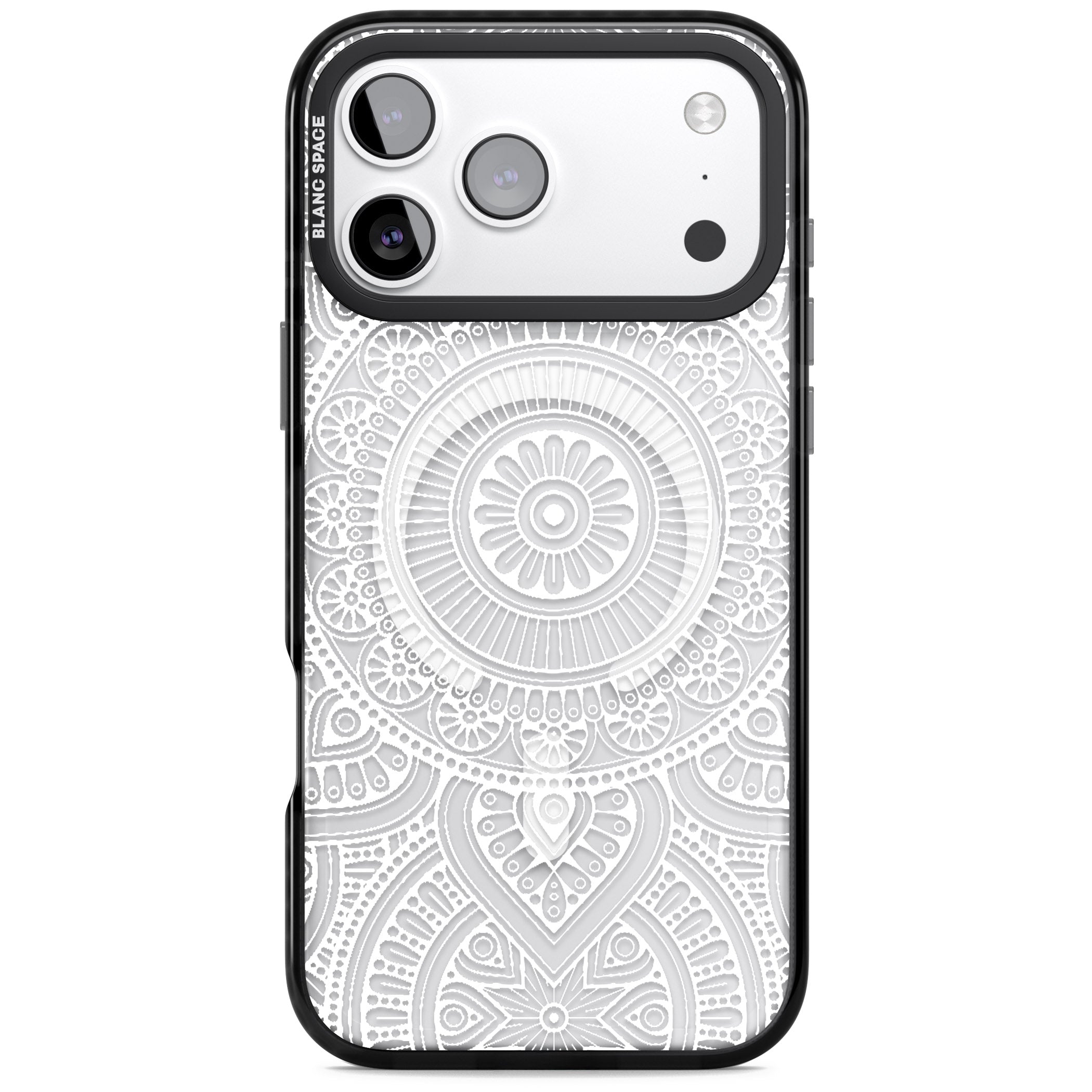 White Henna Flower Wheel iPhone 17 Pro Impact Pro Black Phone Case