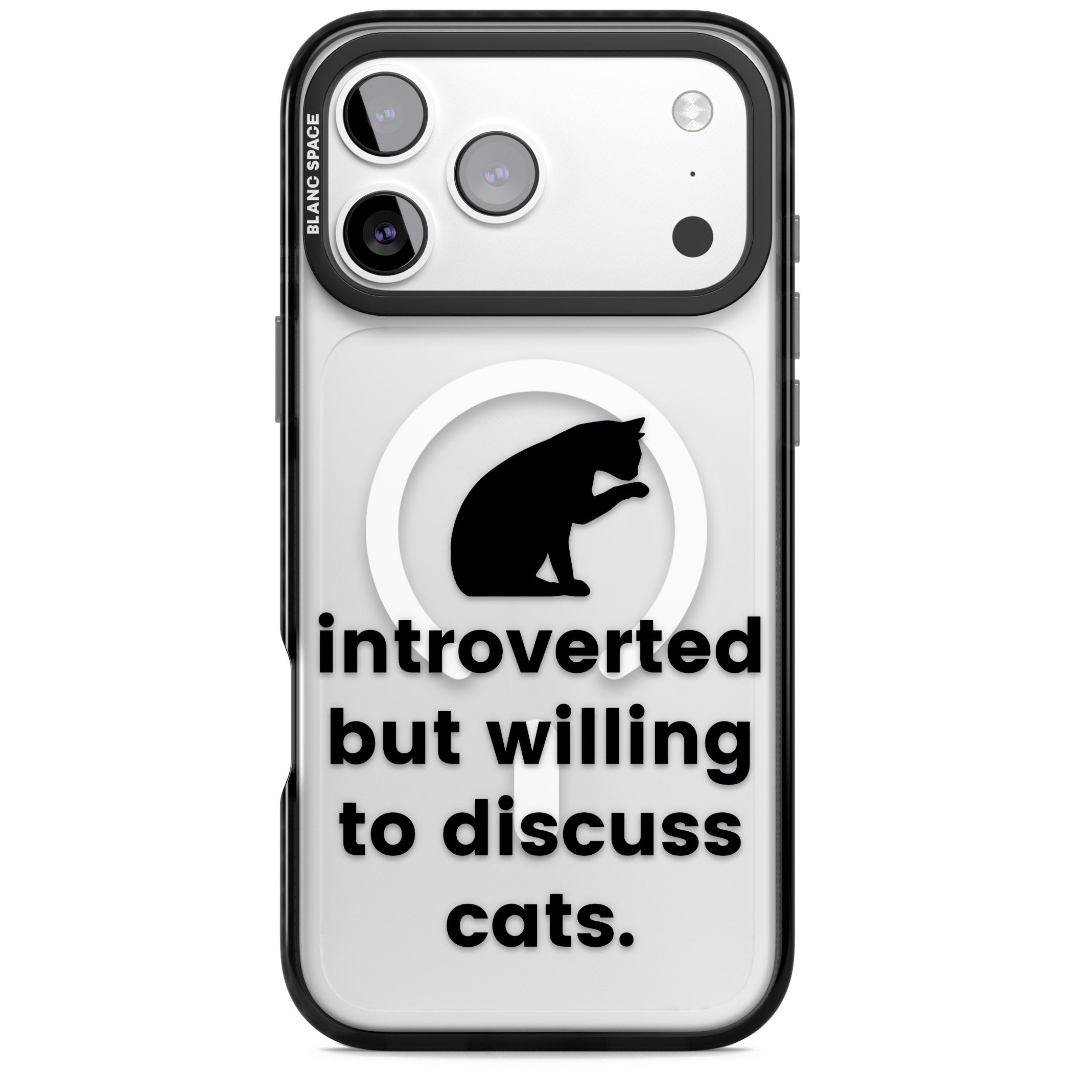 Introverted But Willing To Discuss Cats iPhone 17 Pro Impact Pro Black Phone Case