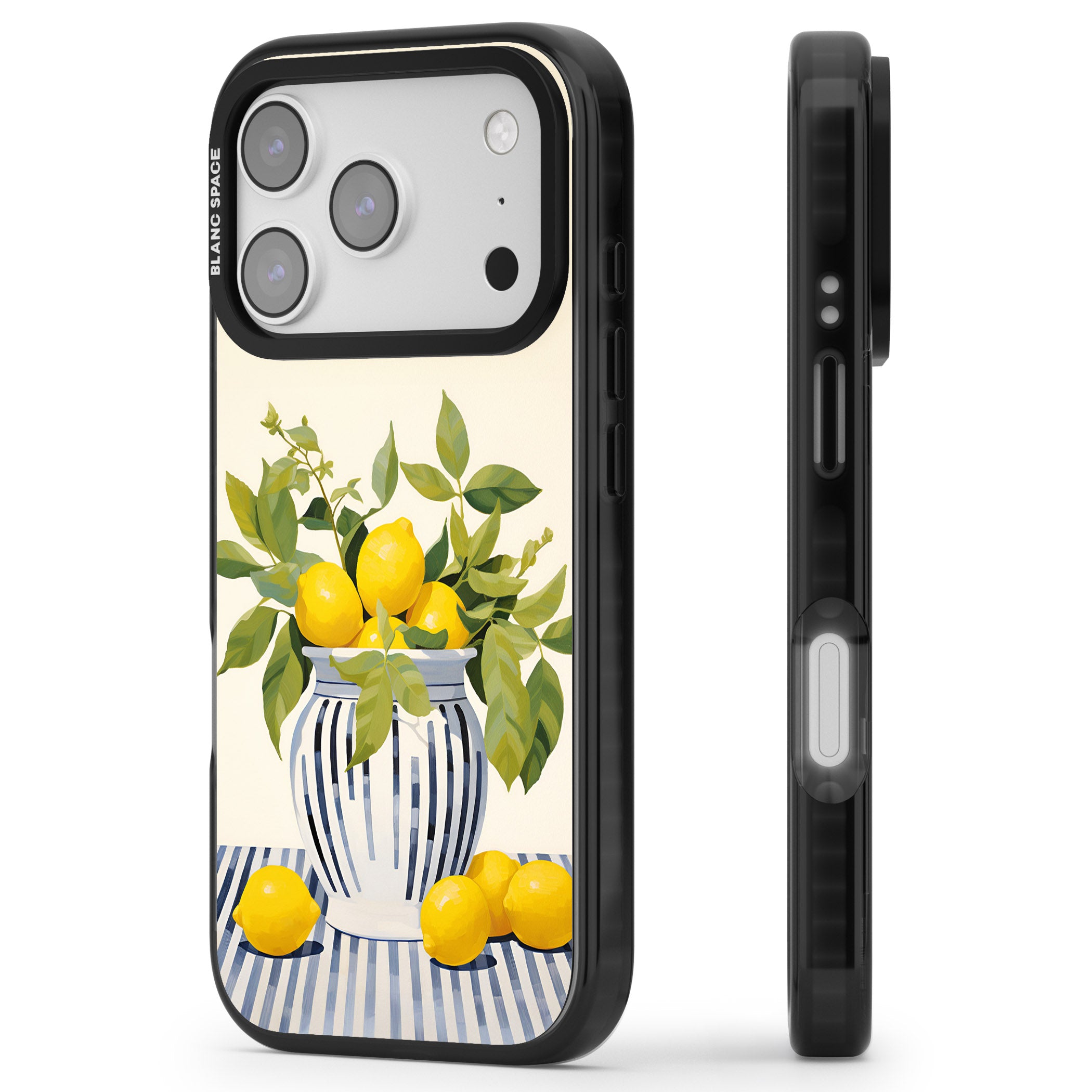 Lemon Plant Vase iPhone 17 Pro Impact Pro Black Phone Case Side Profile