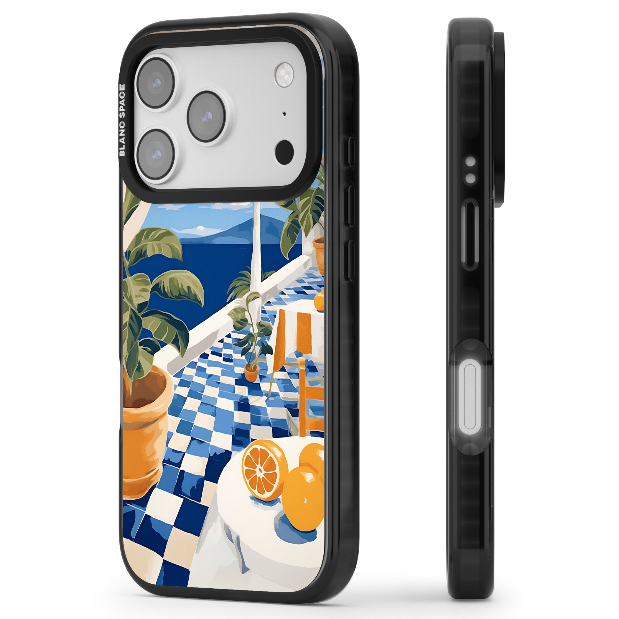 Greek Balcony iPhone 17 Pro Impact Pro Black Phone Case Side Profile