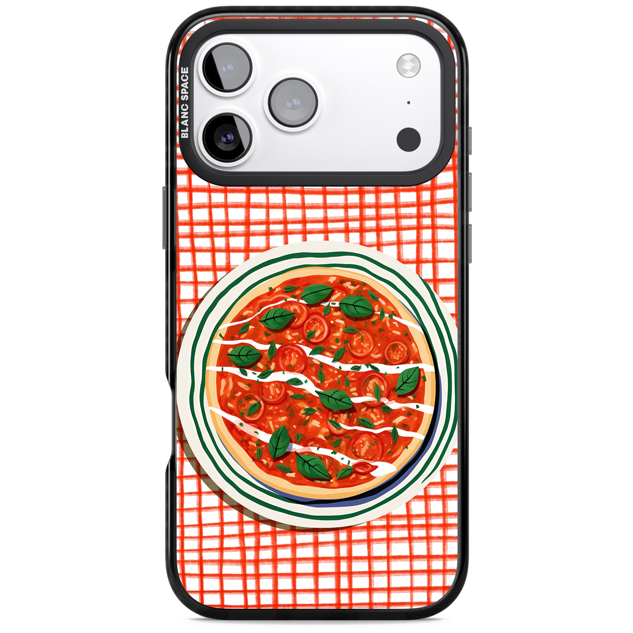 Margherita On Red Check iPhone 17 Pro Impact Pro Black Phone Case
