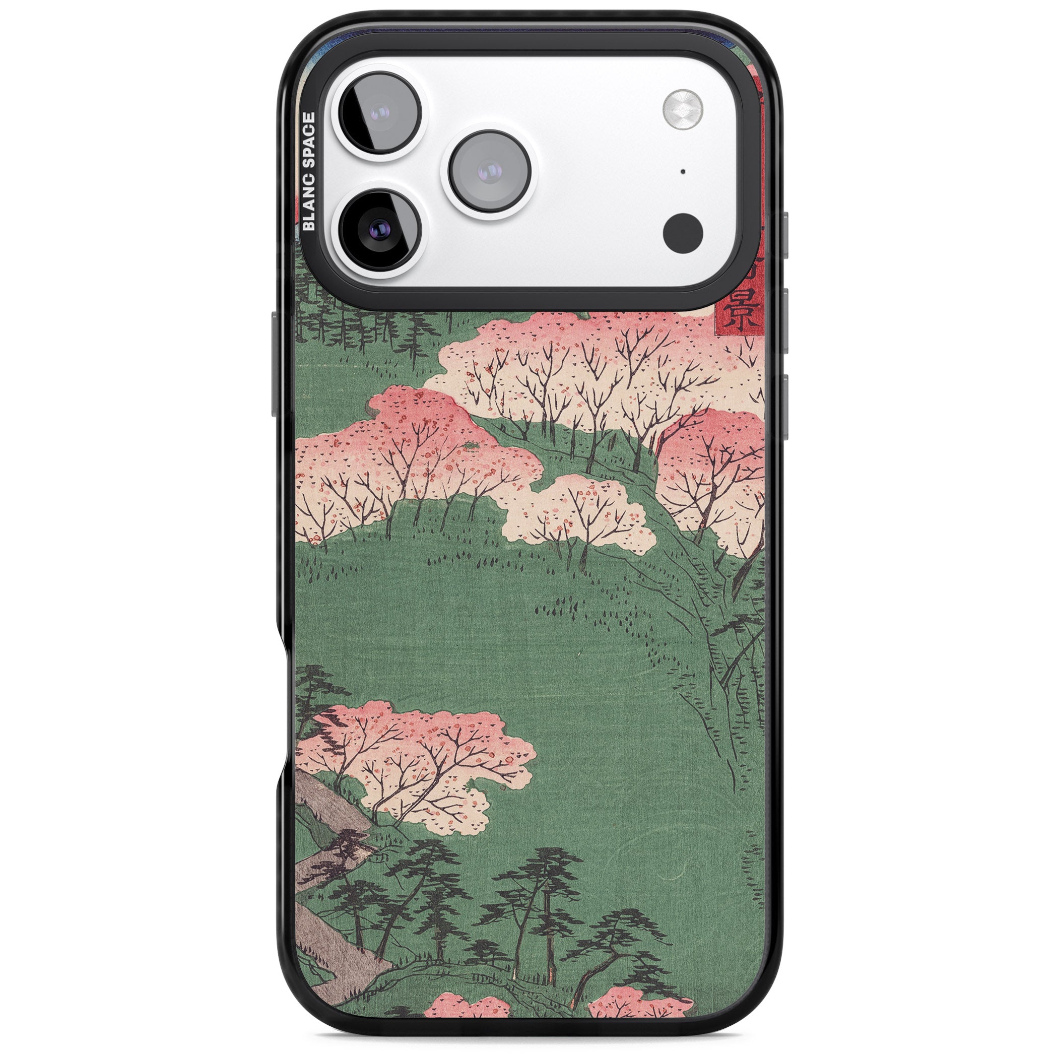 Japanese Illustration Cherry Blossom Forest iPhone 17 Pro Impact Pro Black Phone Case