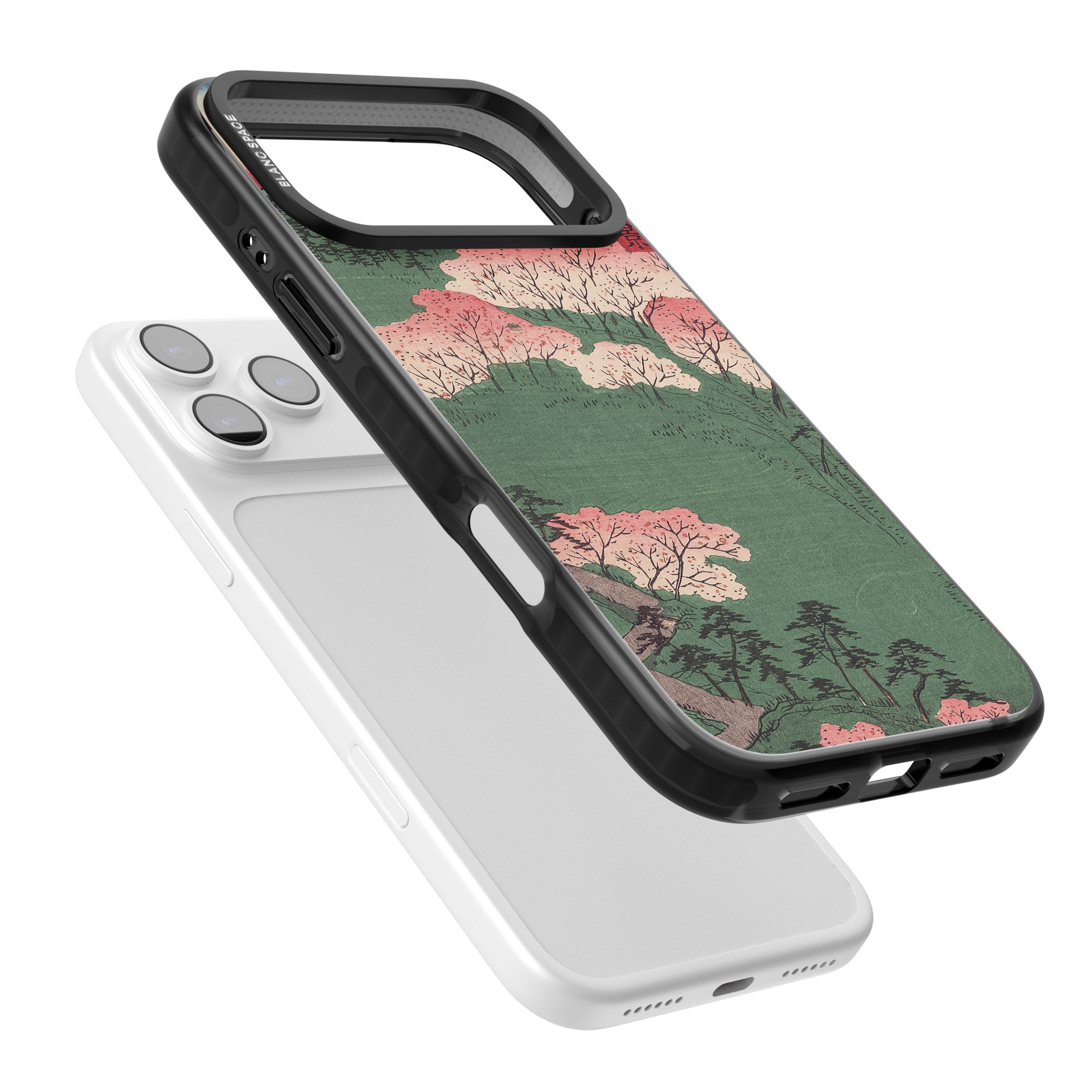 Japanese Illustration Cherry Blossom Forest iPhone 17 Pro Impact Pro Black Phone Case Colours