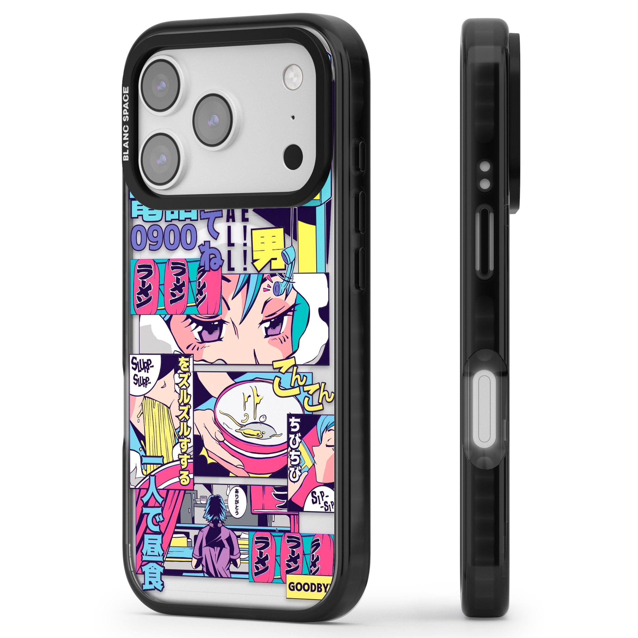 Vibrant Anime Comic iPhone 17 Pro Impact Pro Black Phone Case Side Profile