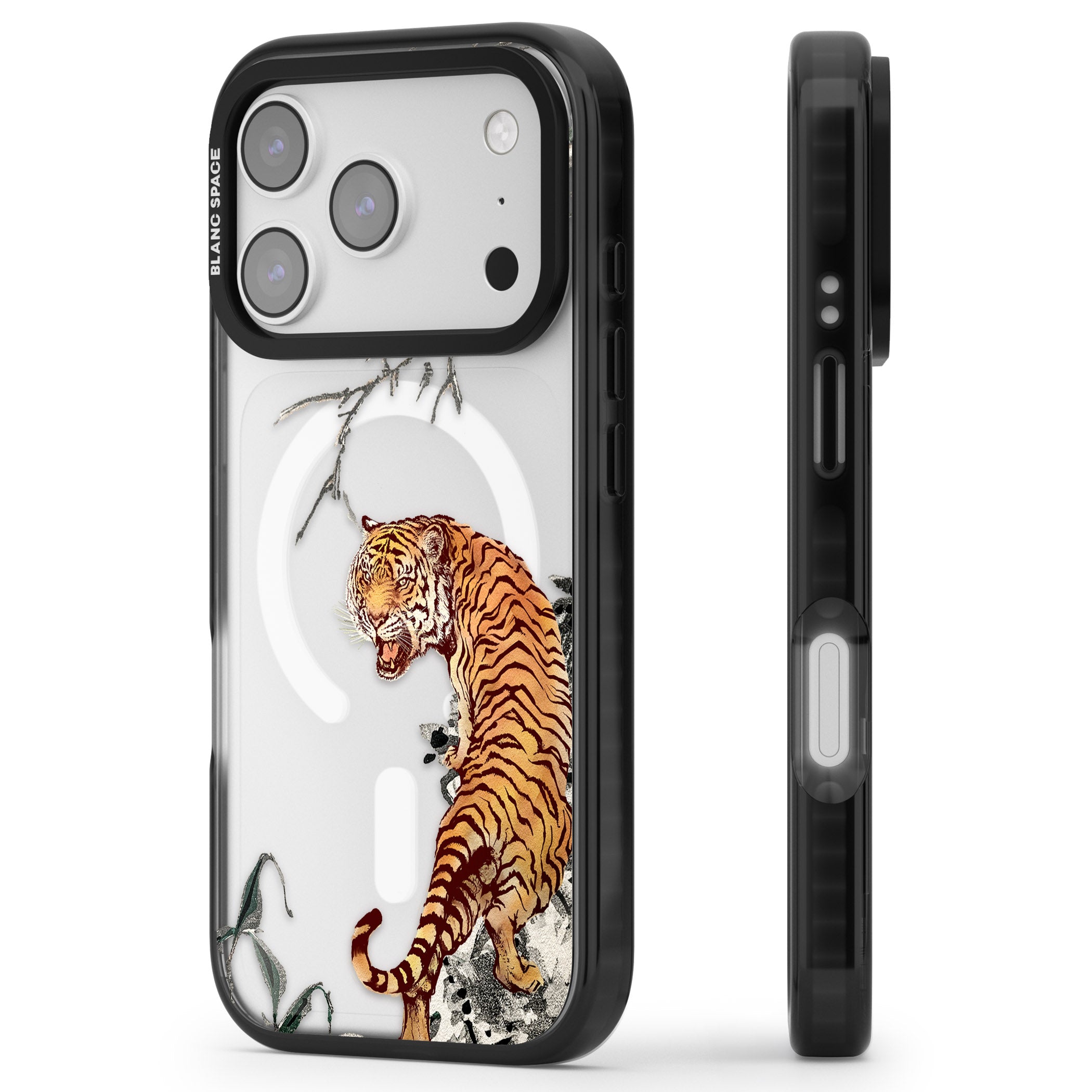 Roaring Tiger iPhone 17 Pro Impact Pro Black Phone Case Side Profile