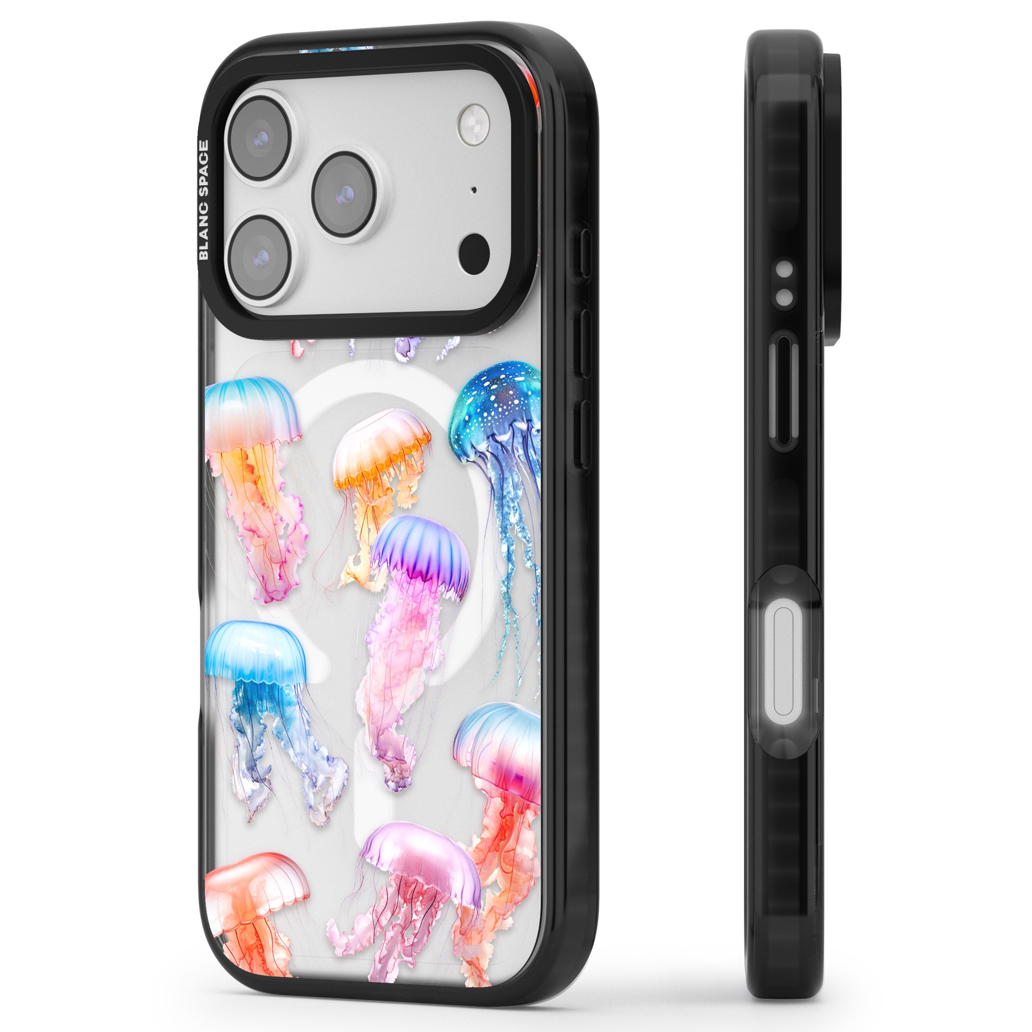 Vibrant Jellyfish iPhone 17 Pro Impact Pro Black Phone Case Side Profile