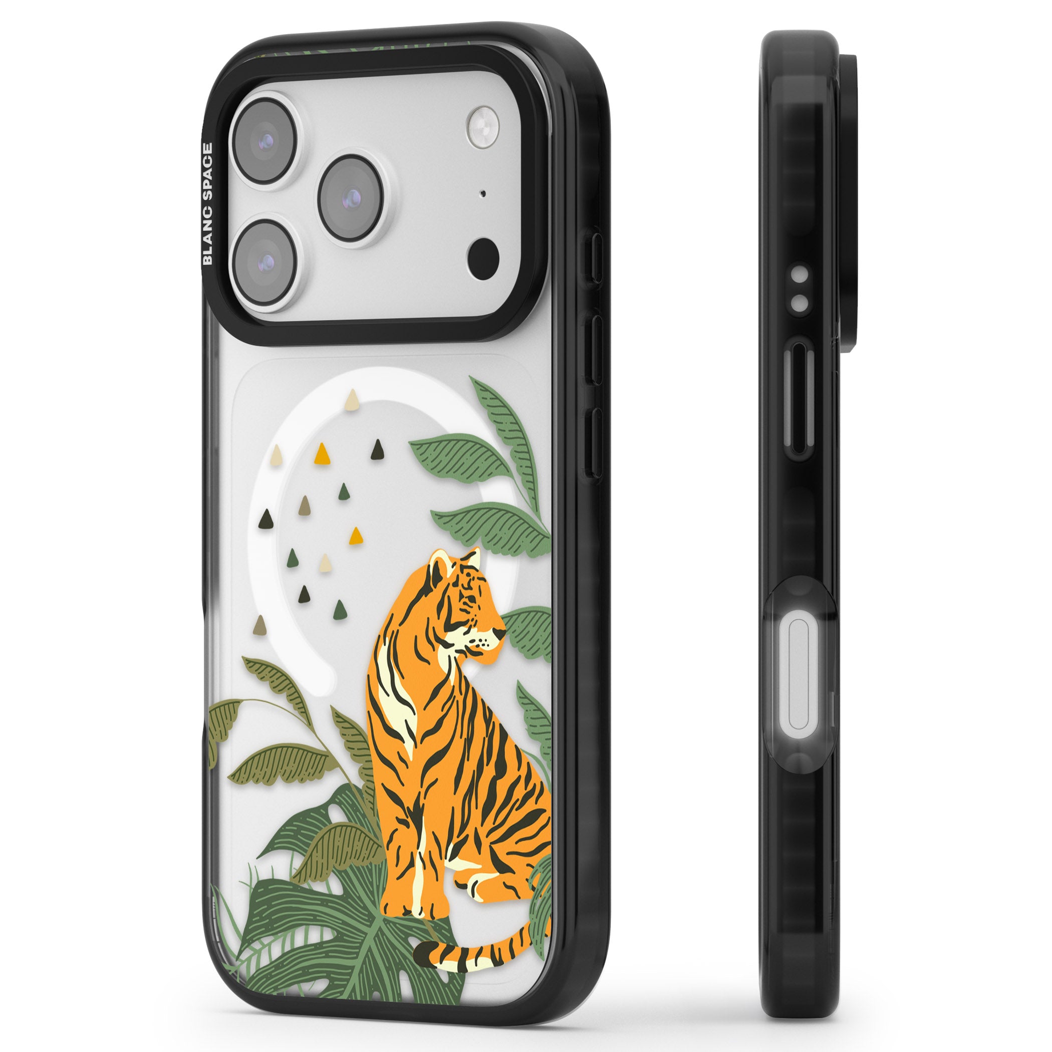 Tiger Jungle iPhone 17 Pro Impact Pro Black Phone Case Side Profile