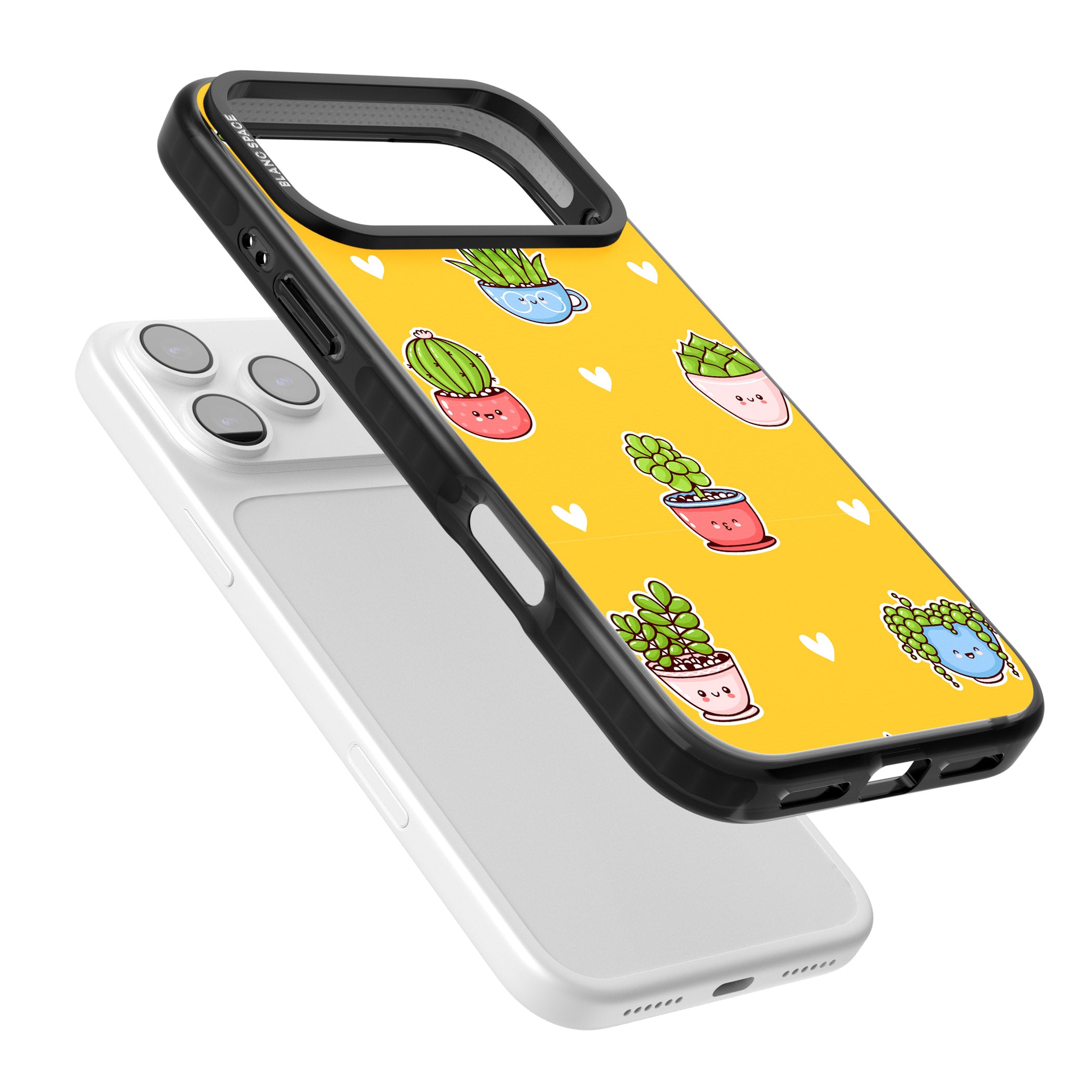 Plant Faces Kawaii Pattern iPhone 17 Pro Impact Pro Black Phone Case Colours