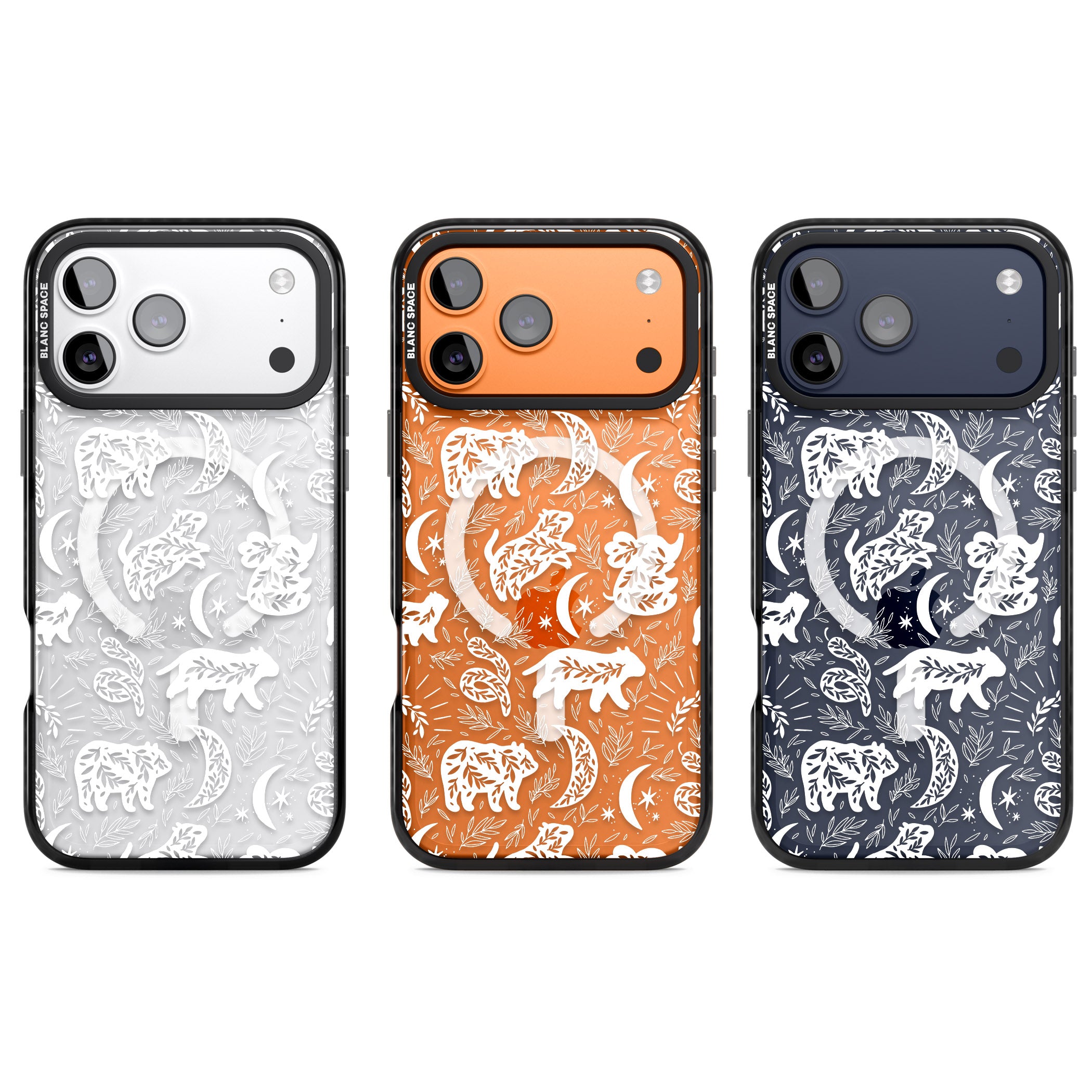 Forest Animal Silhouettes: White/Clear iPhone 17 Pro Impact Pro Black Phone Case APT Impact Protection