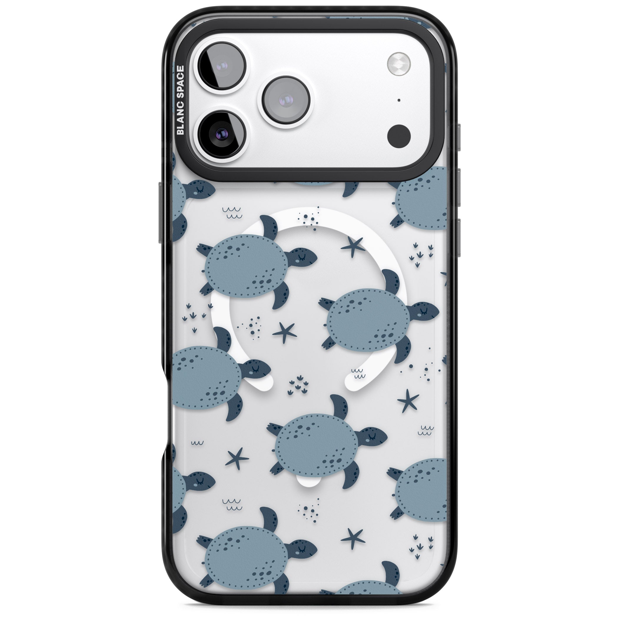 Under The Sea Patterns Sea Turtles (Clear) iPhone 17 Pro Impact Pro Black Phone Case