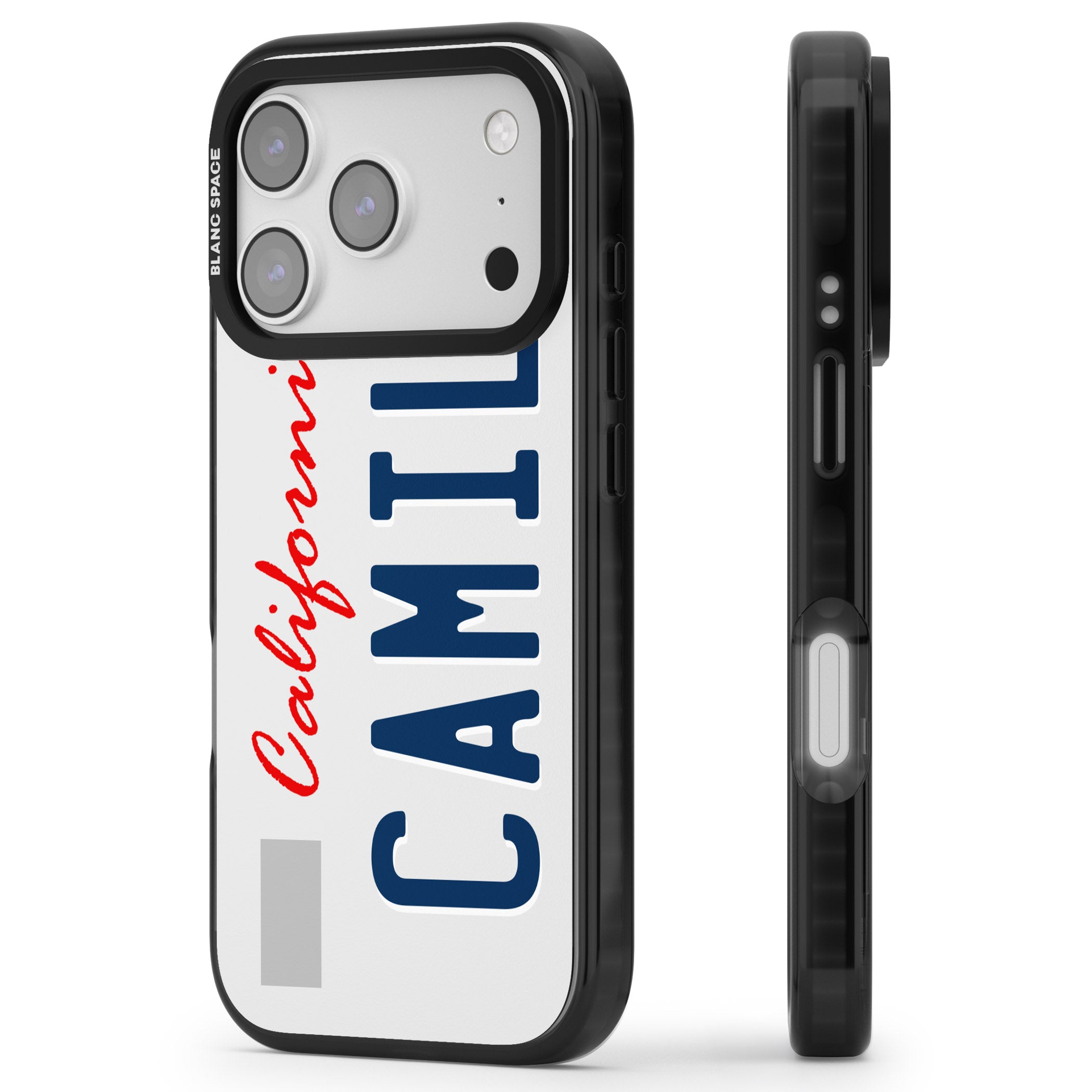 Personalised California License Plate iPhone 17 Pro Impact Pro Black Phone Case Side Profile