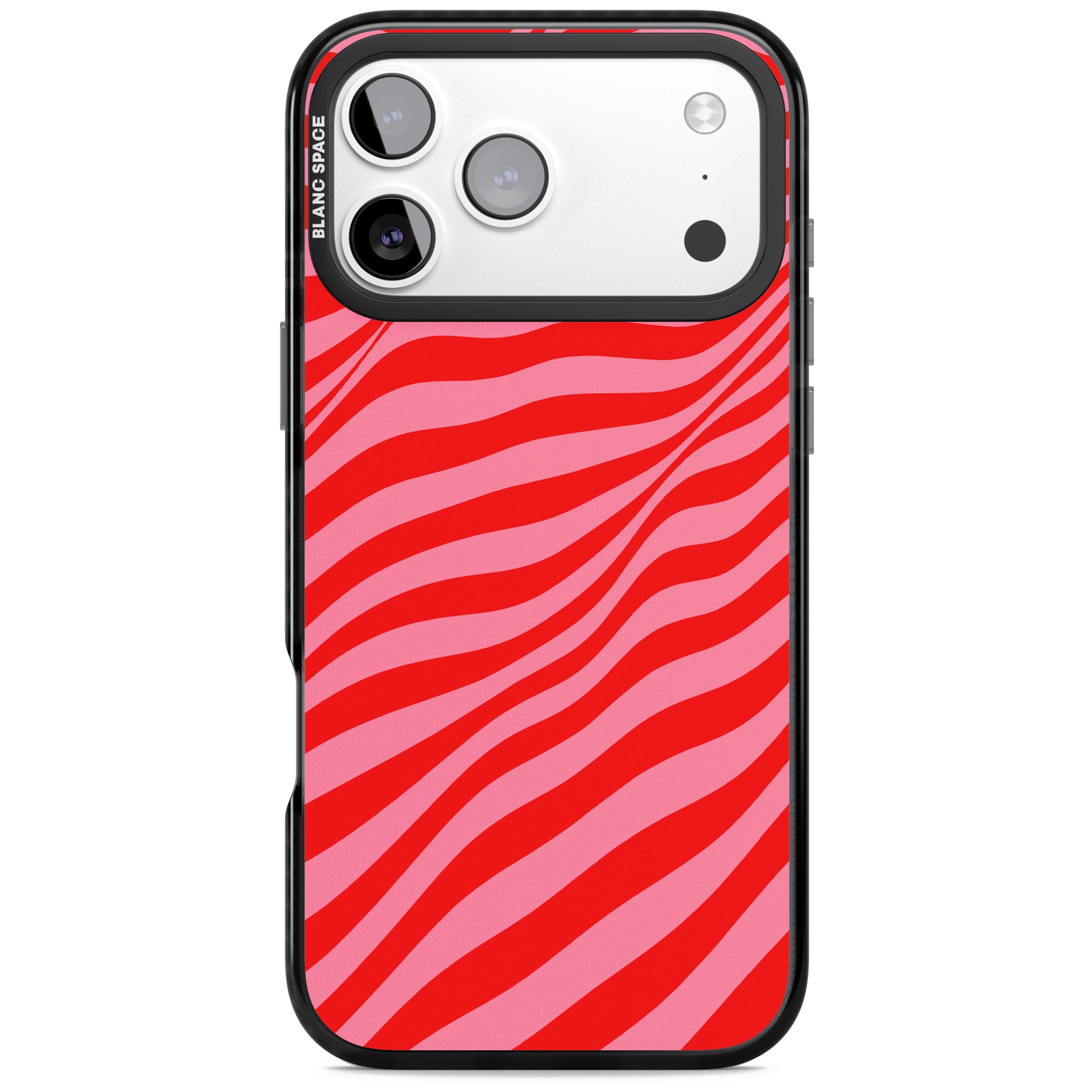 Pink & Red Distorted Line iPhone 17 Pro Impact Pro Black Phone Case