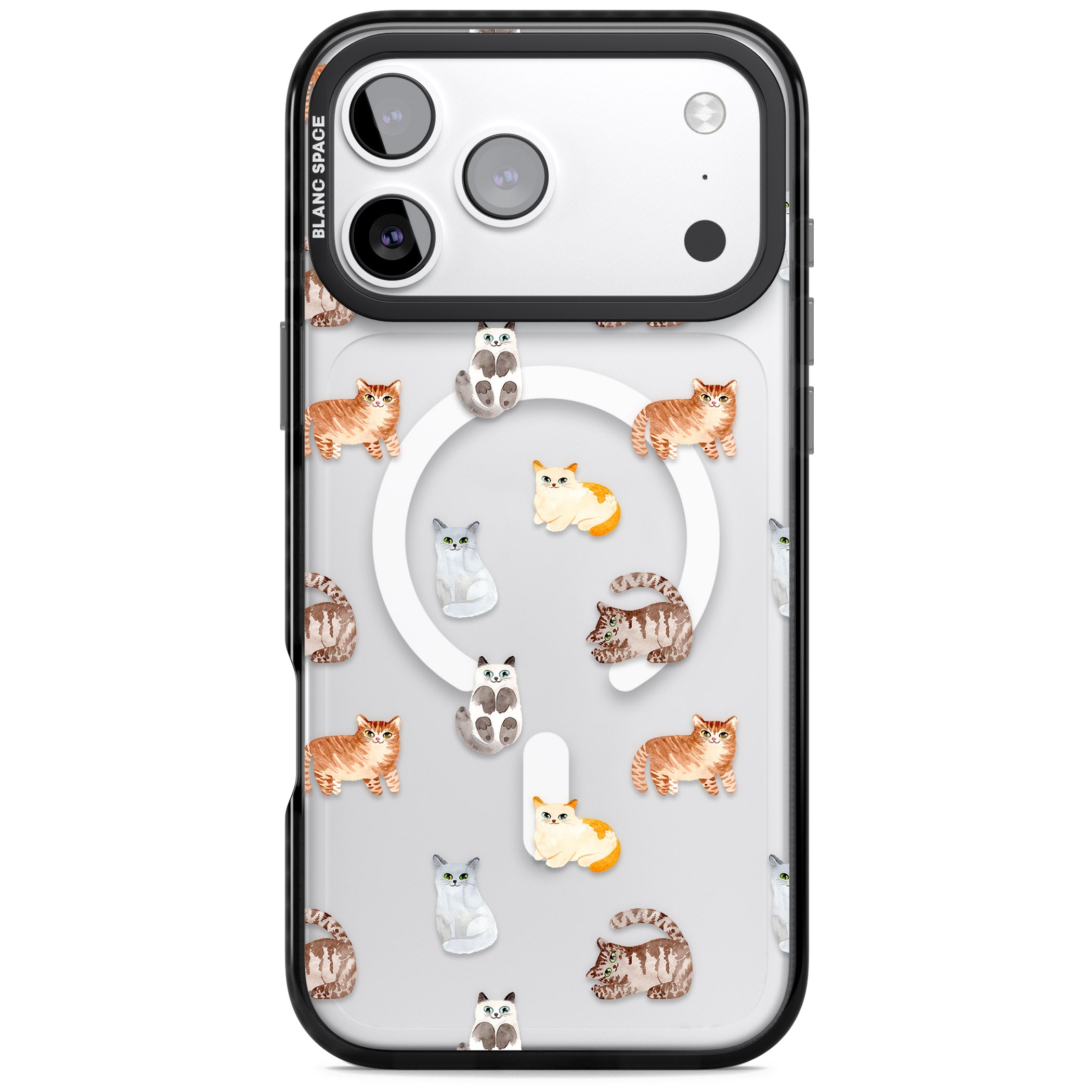 Cute Cat Pattern Classic iPhone 17 Pro Impact Pro Black Phone Case