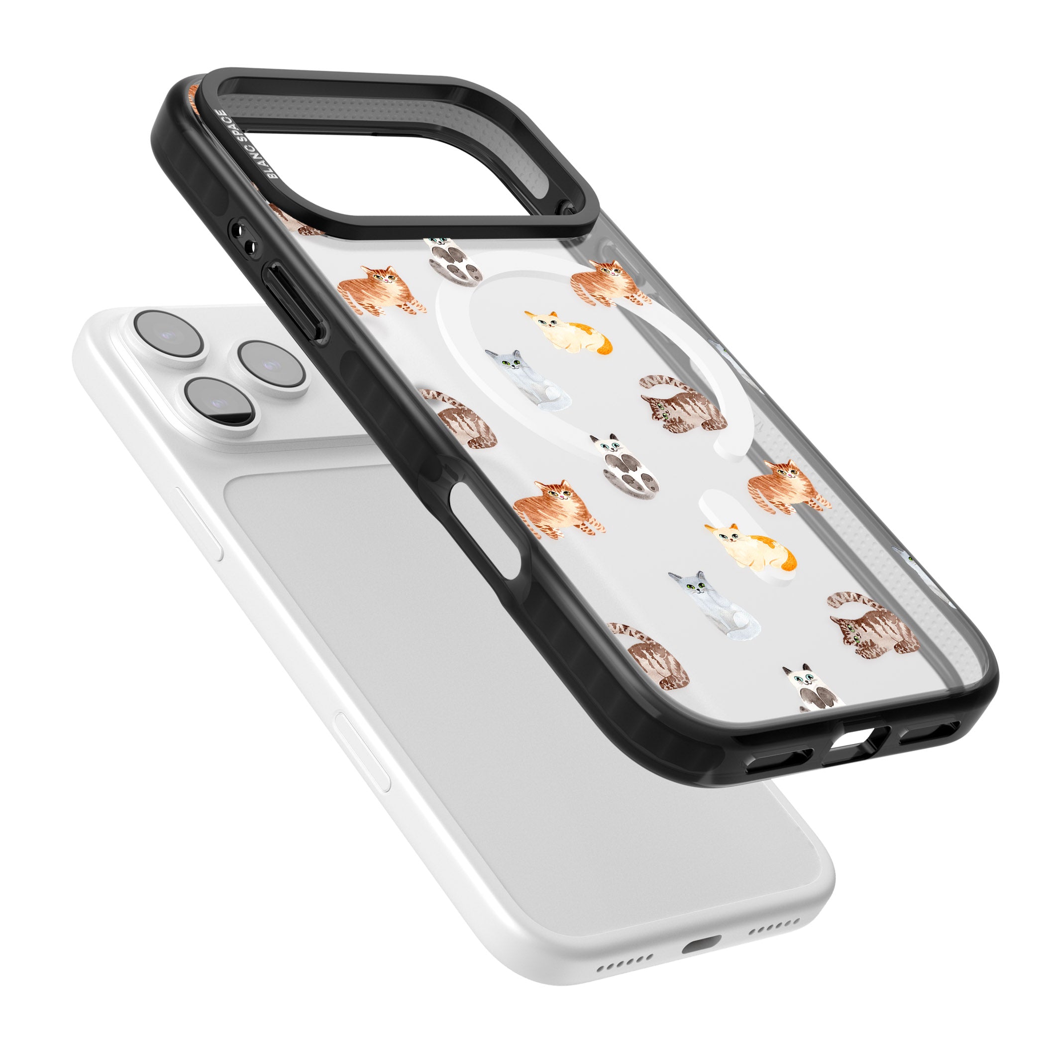 Cute Cat Pattern Classic iPhone 17 Pro Impact Pro Black Phone Case Colours