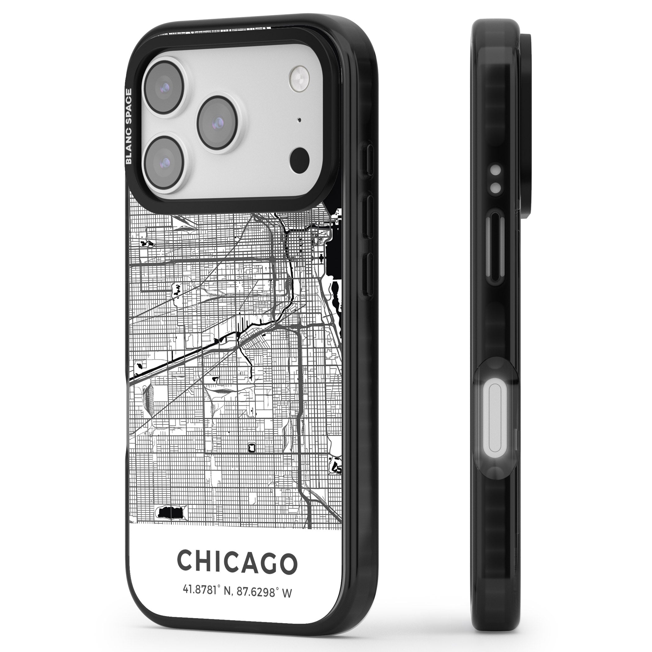 Chicago Map iPhone 17 Pro Impact Pro Black Phone Case Side Profile