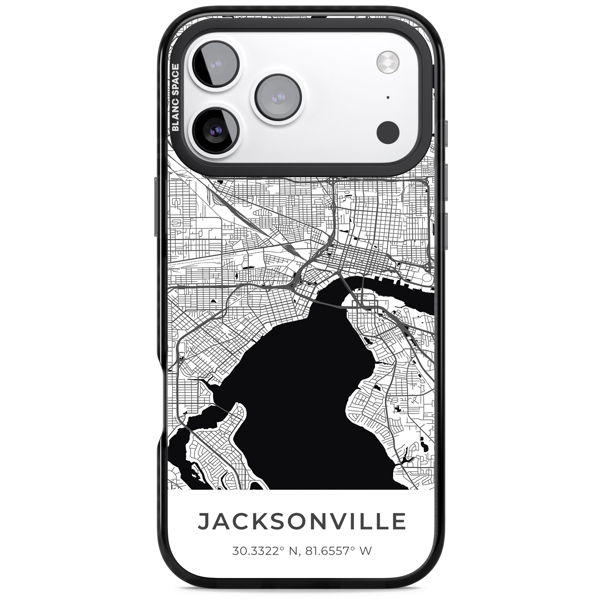 Jacksonville Map iPhone 17 Pro Impact Pro Black Phone Case
