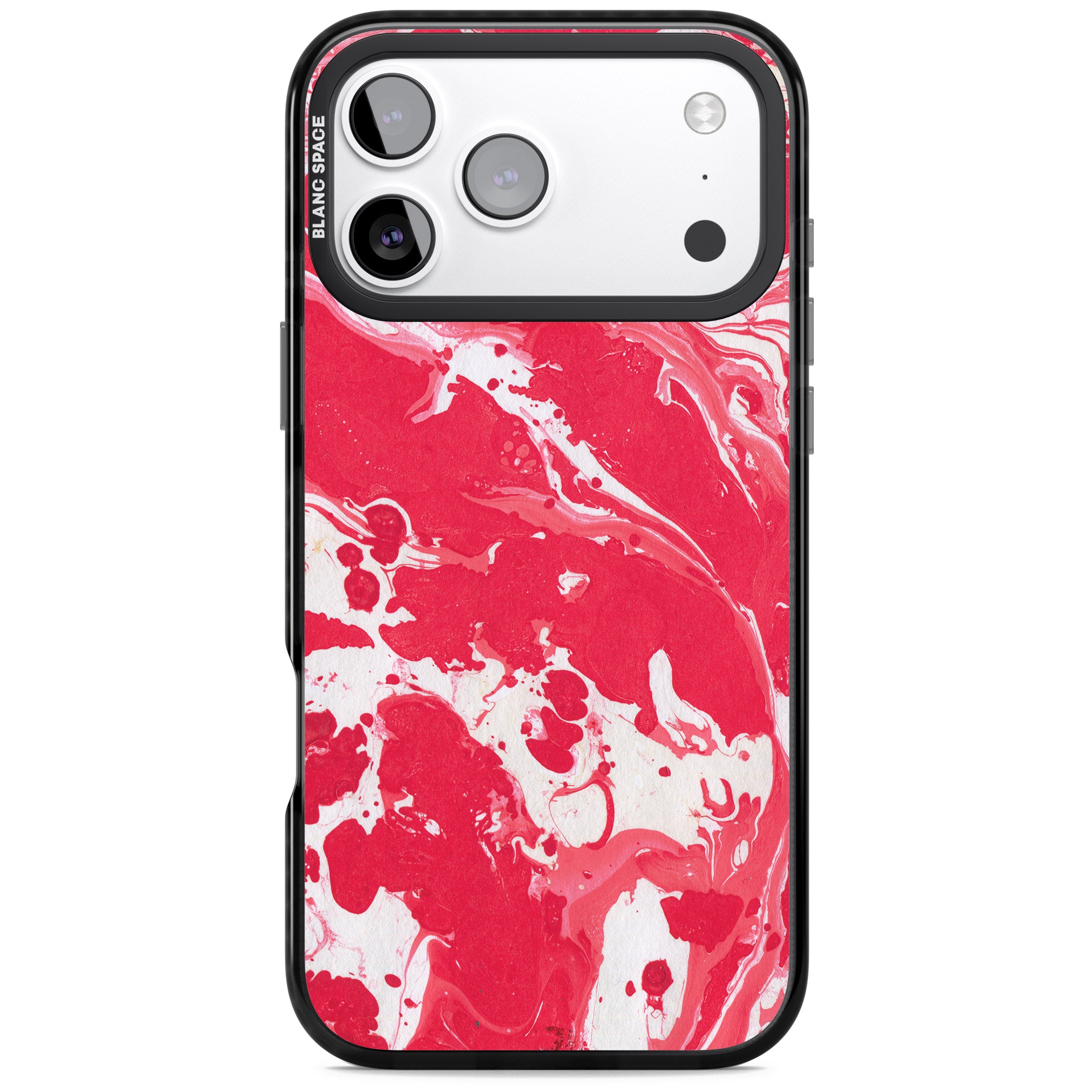 Red & White Marbled iPhone 17 Pro Impact Pro Black Phone Case