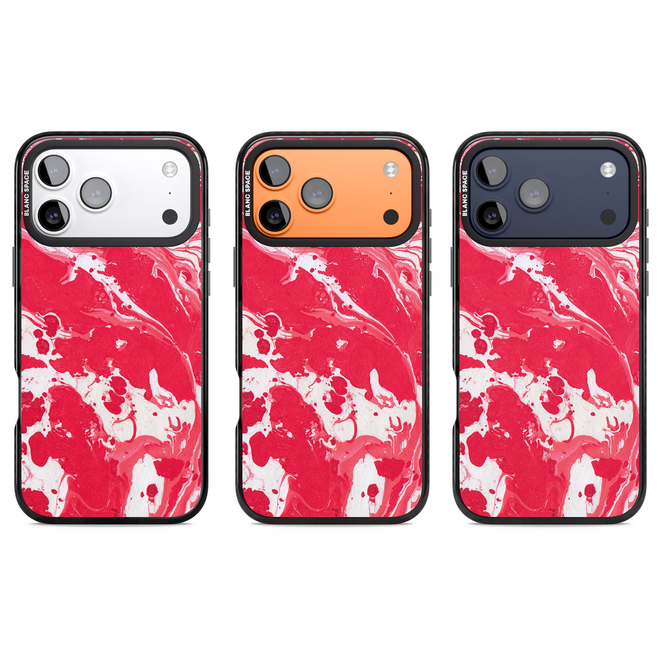 Red & White Marbled iPhone 17 Pro Impact Pro Black Phone Case APT Impact Protection