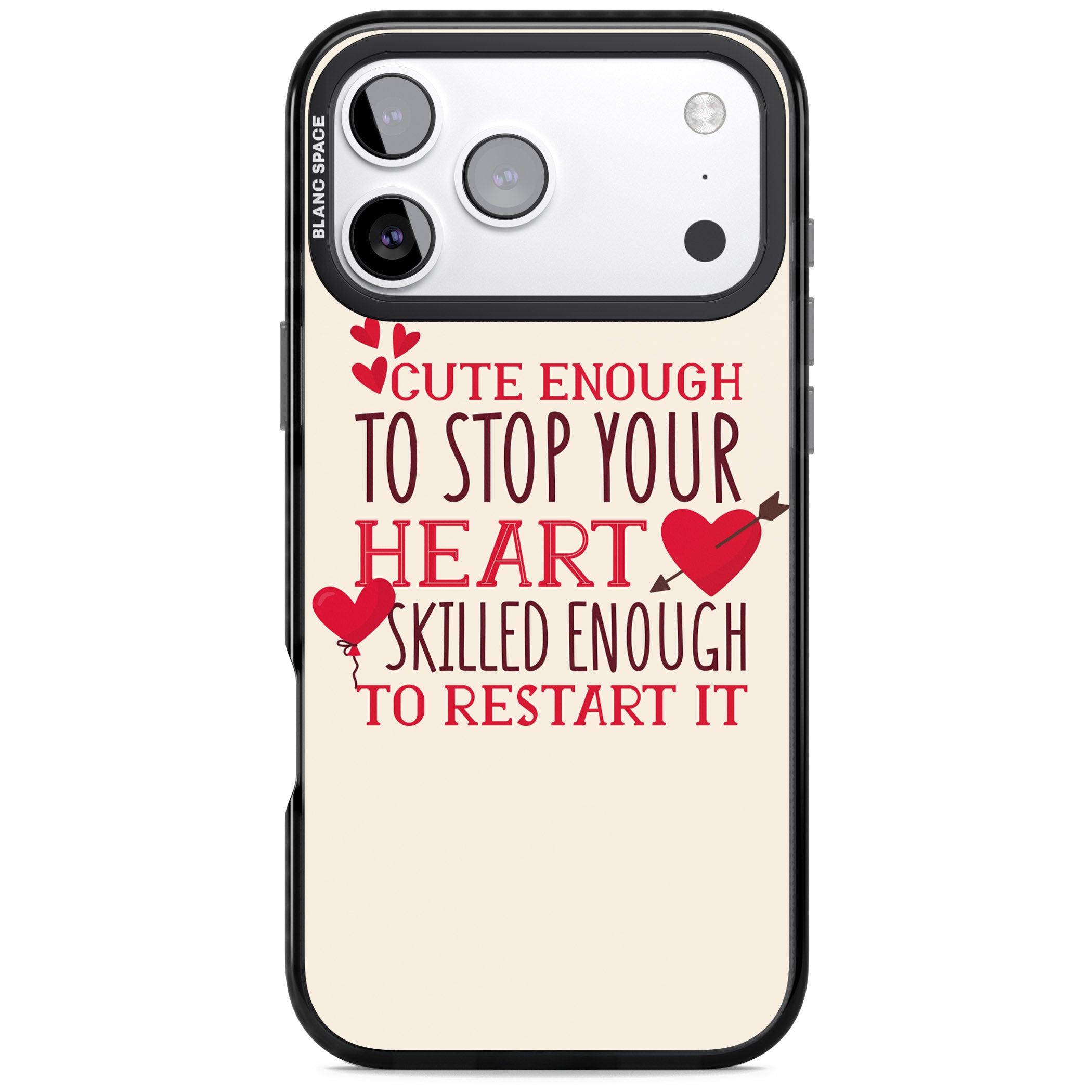 Cute Enough To Stop Your Heart iPhone 17 Pro Impact Pro Black Phone Case