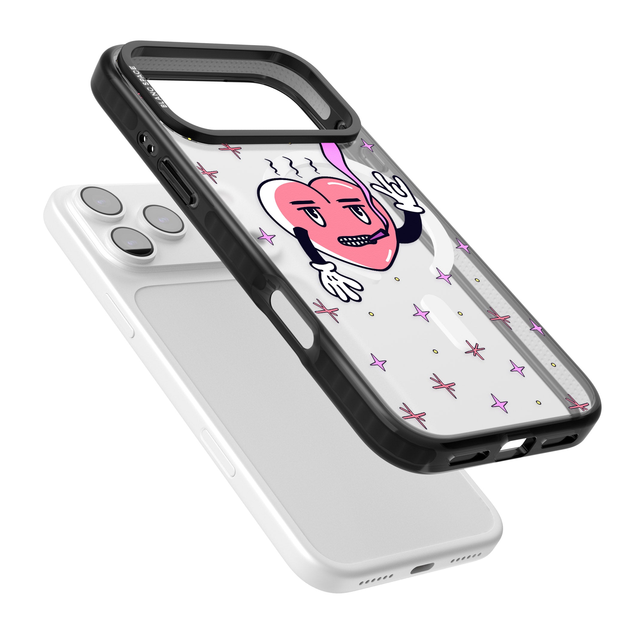 Quirky Heart iPhone 17 Pro Impact Pro Black Phone Case Colours