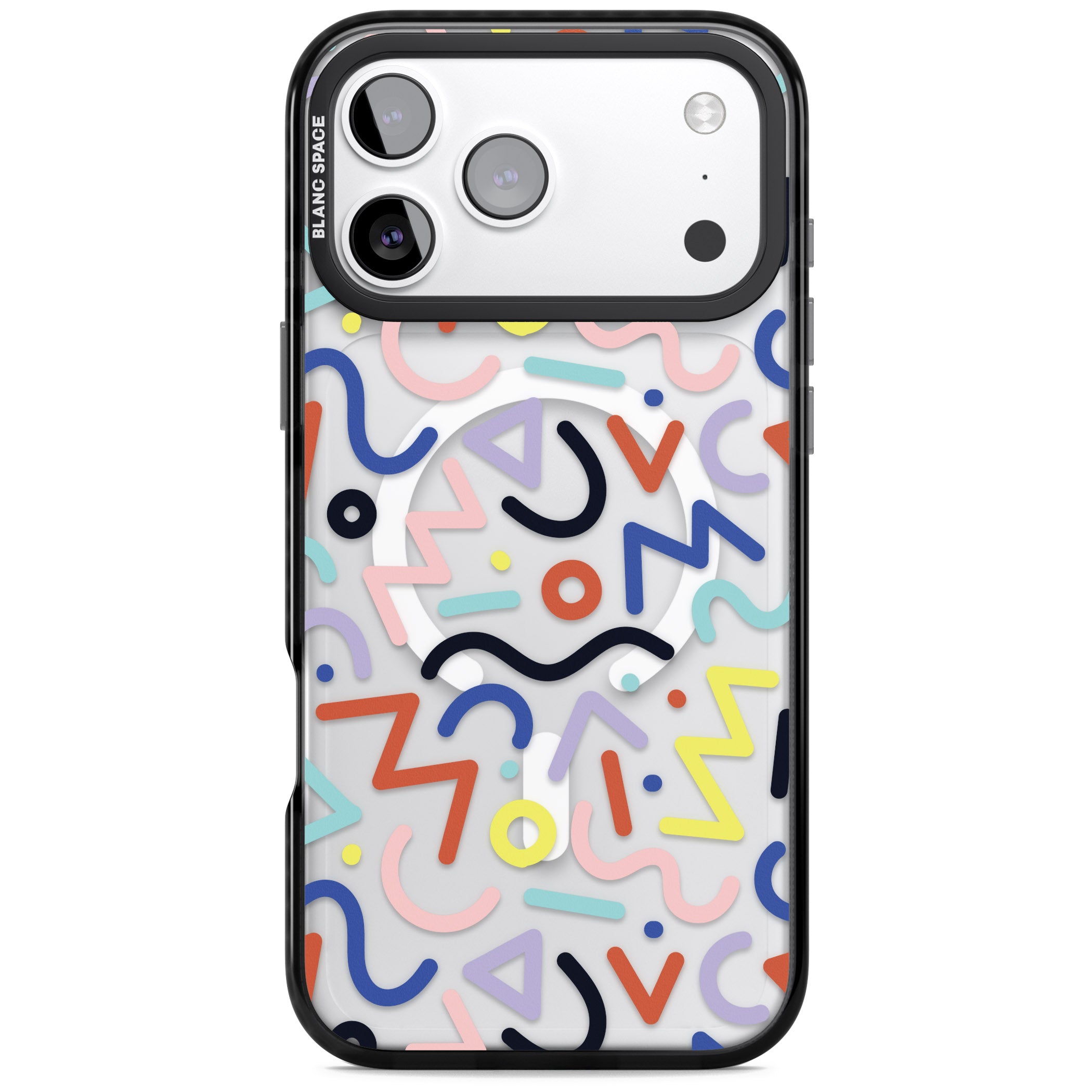 Memphis Retro Pattern iPhone 17 Pro Impact Pro Black Phone Case