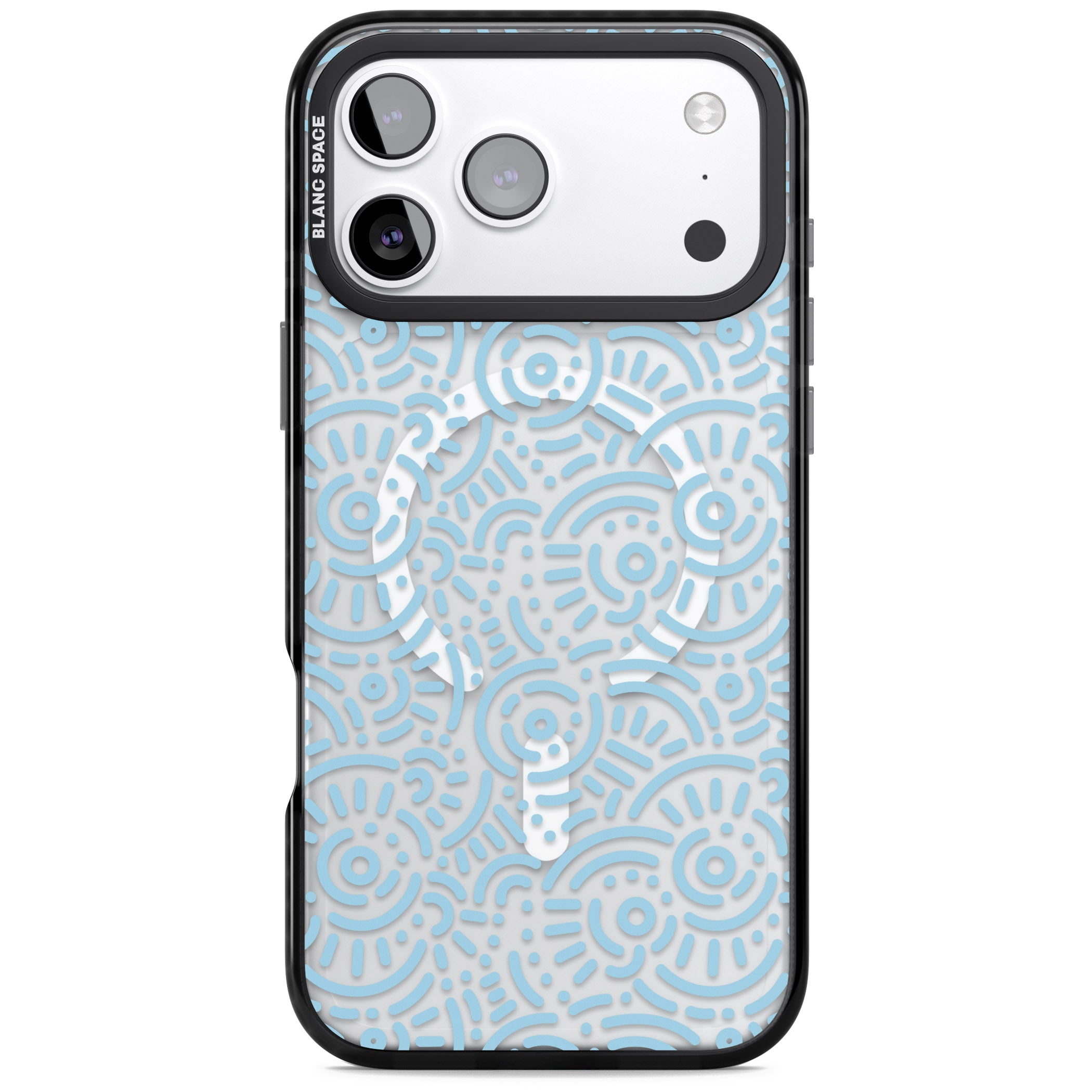 Light Blue Retro Pattern iPhone 17 Pro Impact Pro Black Phone Case