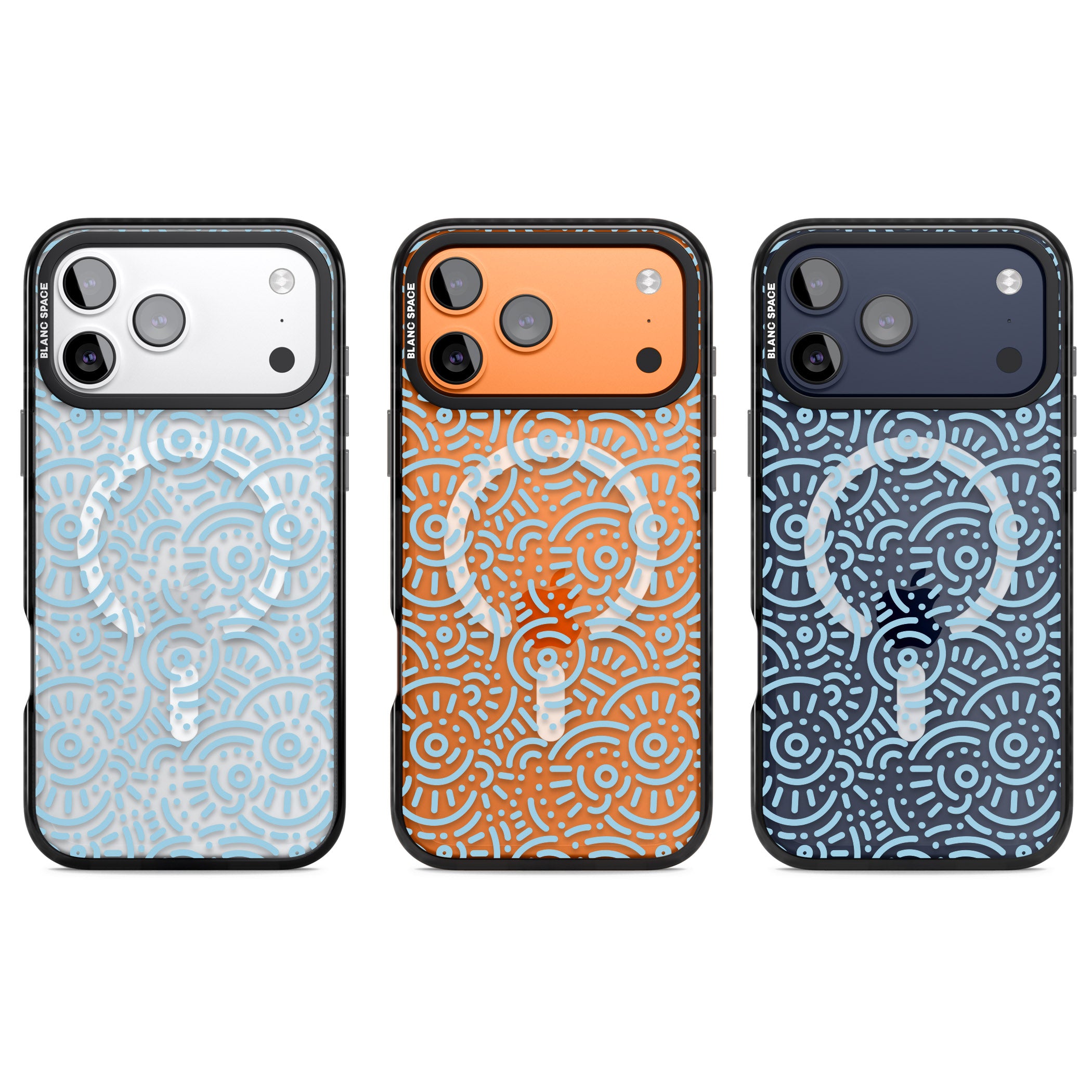 Light Blue Retro Pattern iPhone 17 Pro Impact Pro Black Phone Case APT Impact Protection