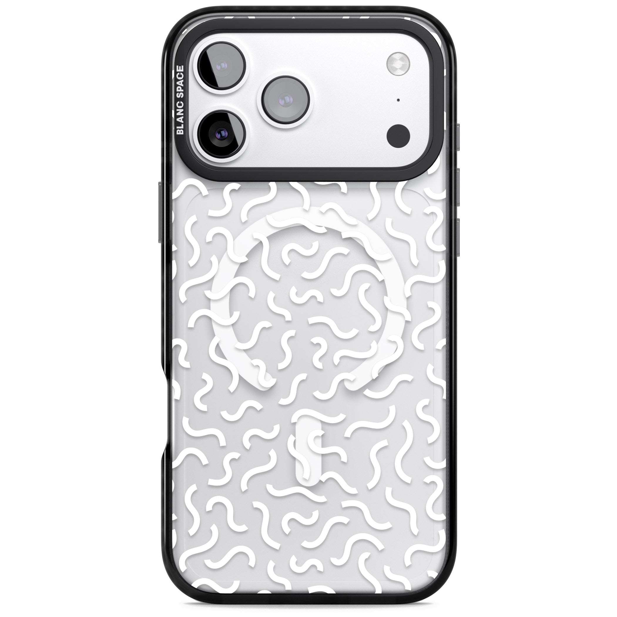 Black & White Wavy Pattern iPhone 17 Pro Impact Pro Black Phone Case