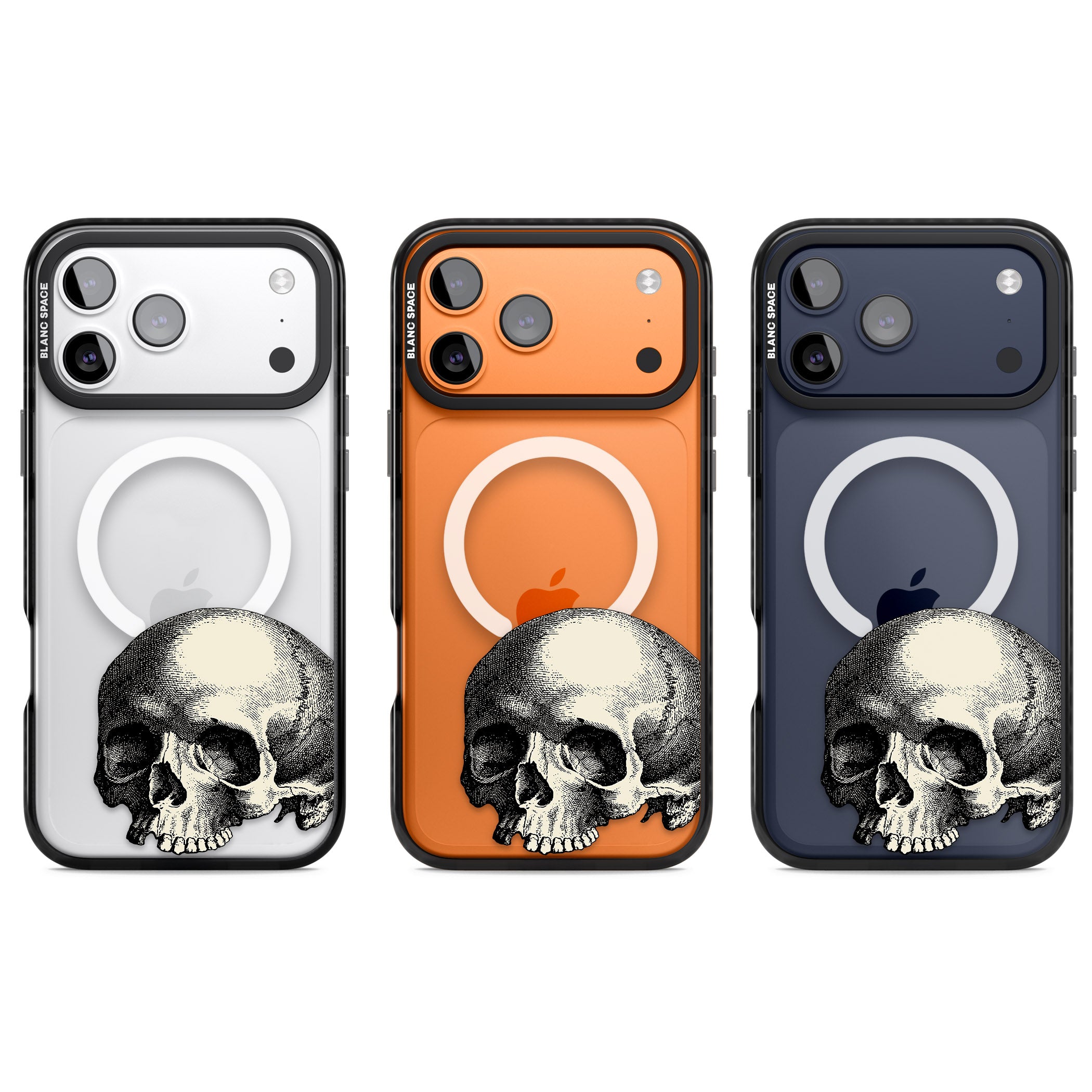 Minimal Vintage Skull iPhone 17 Pro Impact Pro Black Phone Case APT Impact Protection