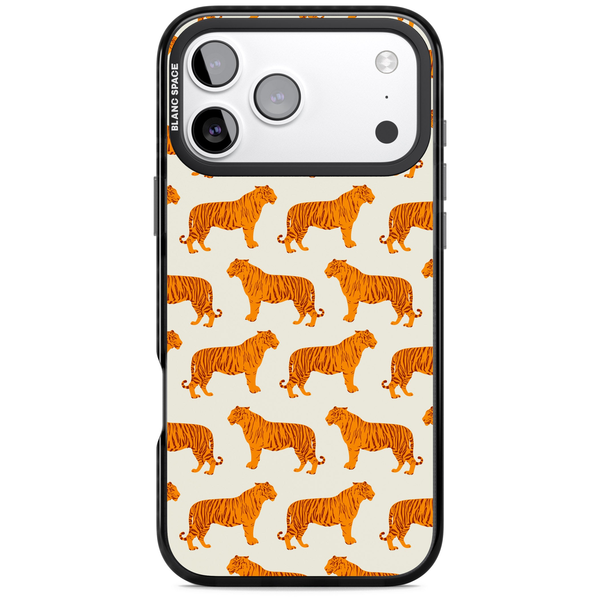 Trendy Tiger Patterns Tigers On Khaki iPhone 17 Pro Impact Pro Black Phone Case