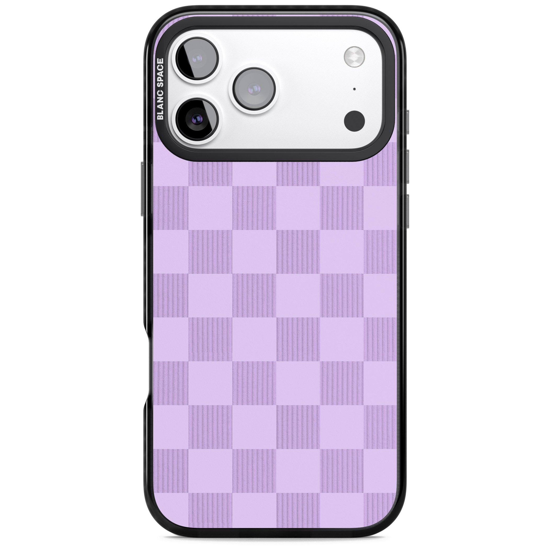 Lilac Checkered iPhone 17 Pro Impact Pro Black Phone Case